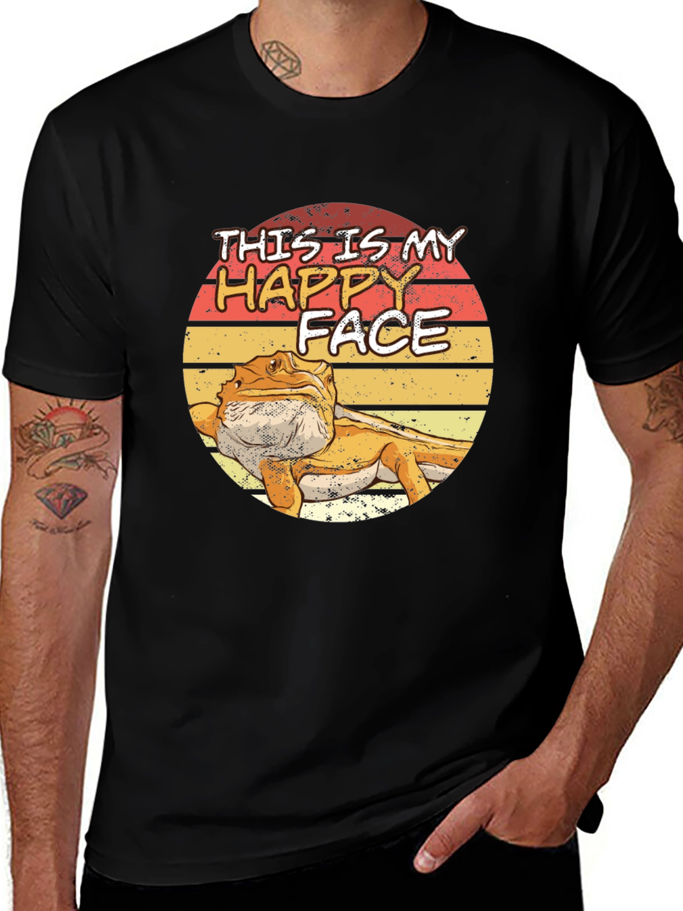 Variant 11 of Bearded Dragon Happy Face T-Shirt - Lizard Lover Tee