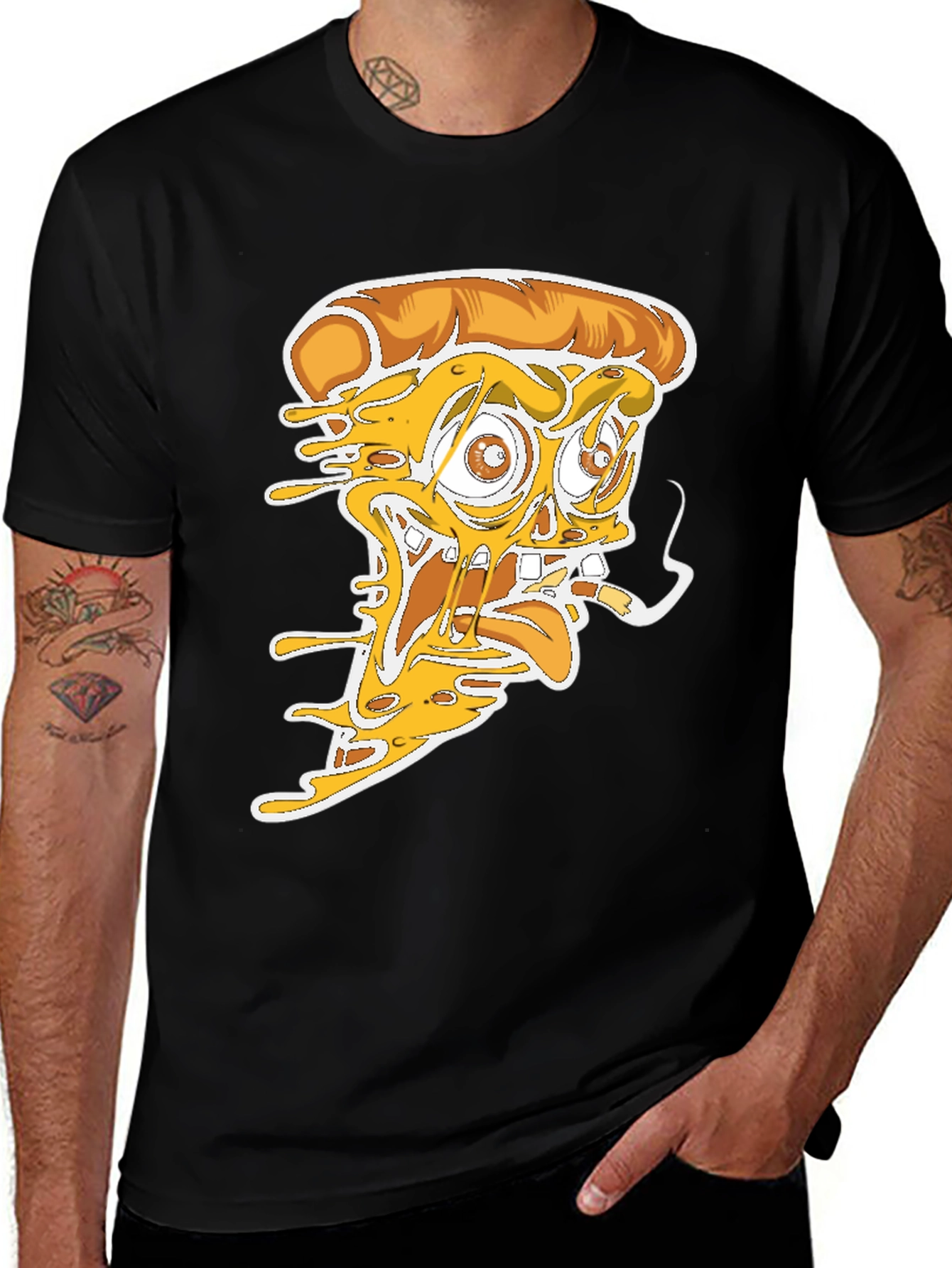 Variant 5 of Pizza Graphic Tee - Crazy Pizza Slice Design