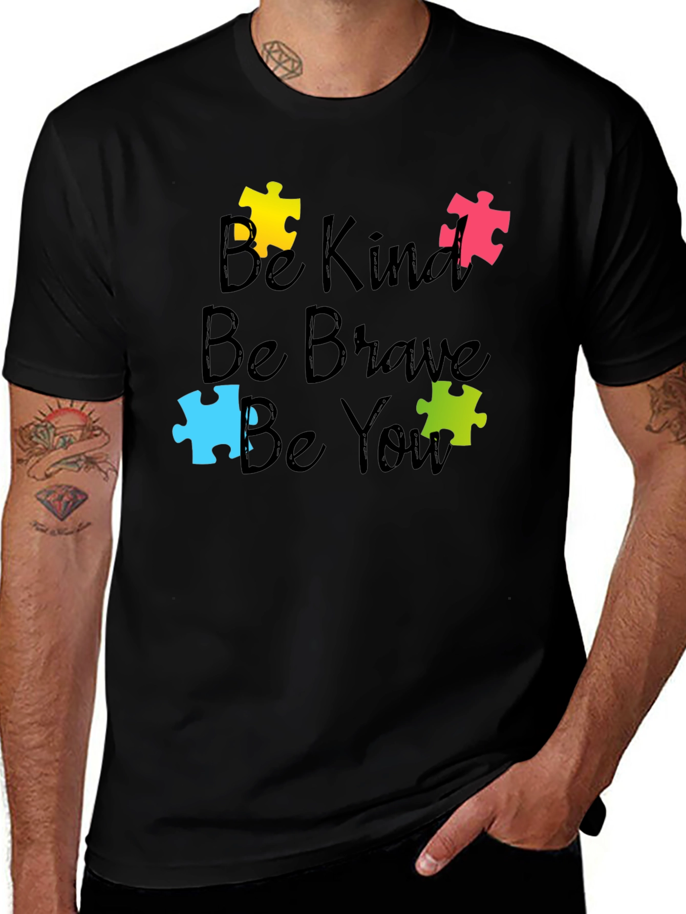 Be Kind Brave You T-Shirt Autism Puzzle Piece 