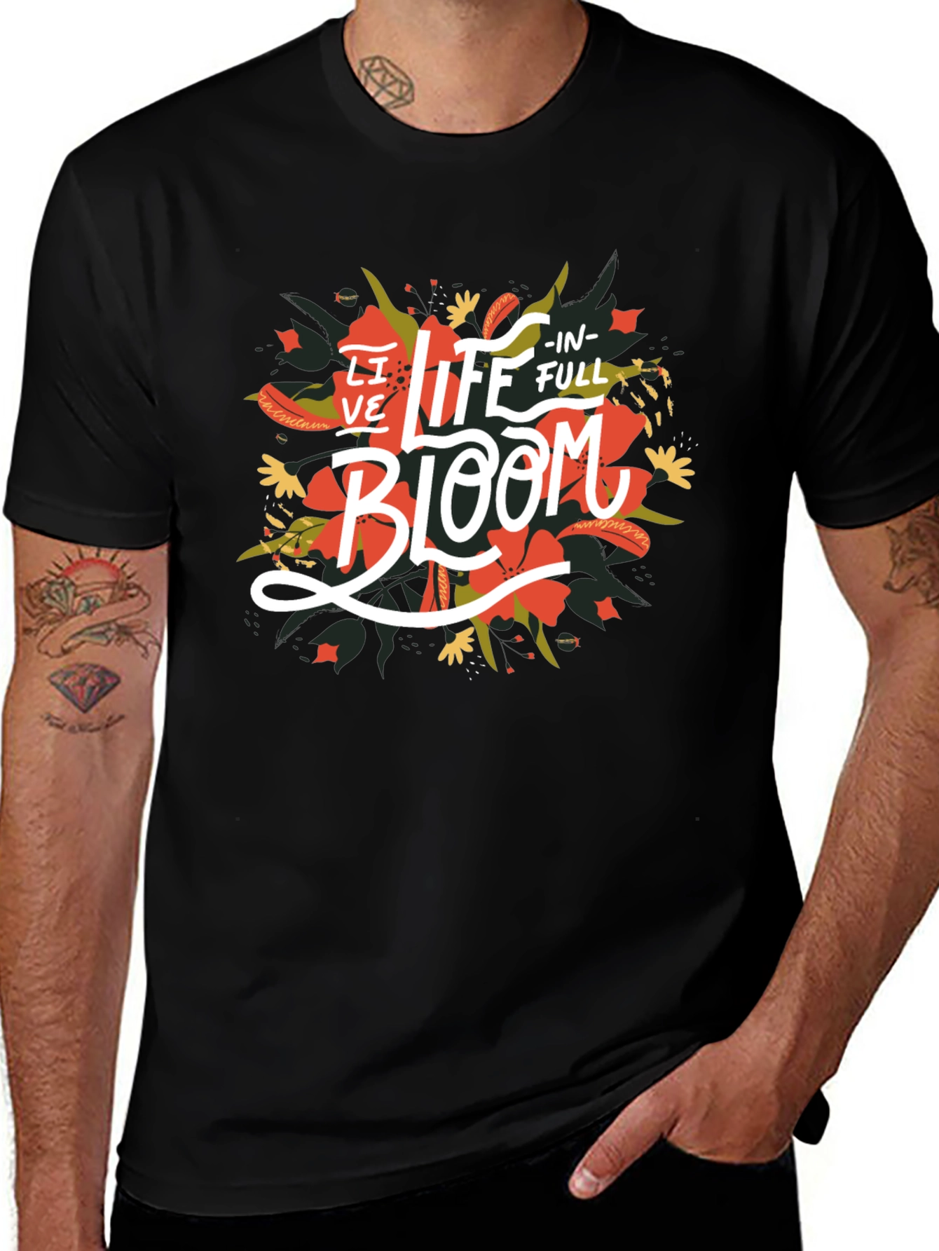Variant 15 of Live Life in Full Bloom Black Graphic Tee