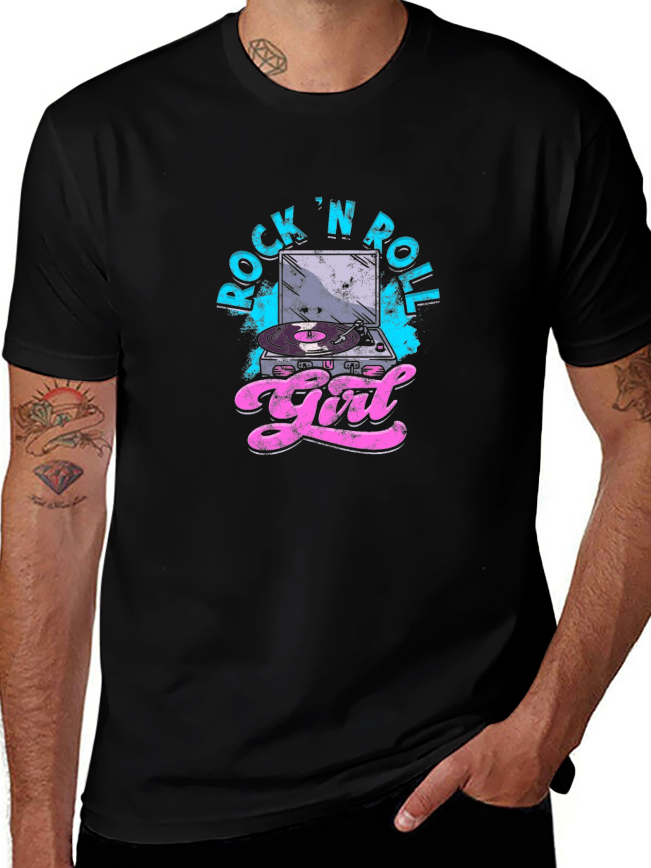 Variant 12 of Rock 'N Roll Girl Graphic Black Tee