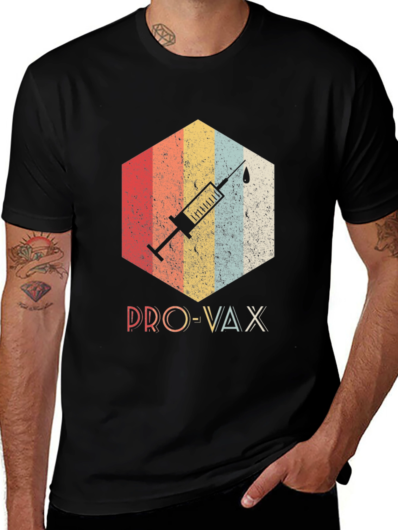 Variant 4 of Pro-Vax Retro T-Shirt - Support Vaccination!
