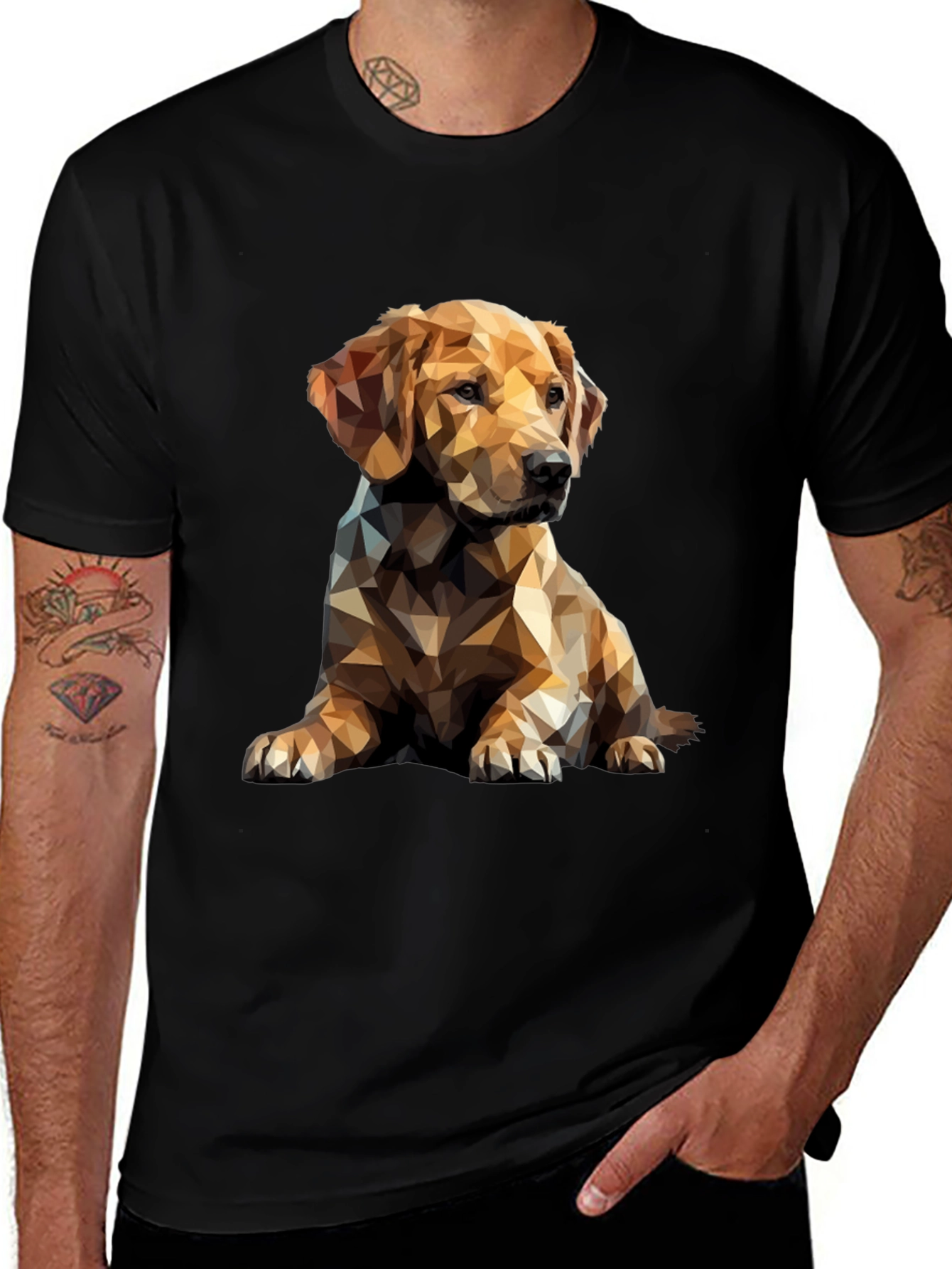 Variant 30 of Geometric Dog Graphic Tee - Casual Style