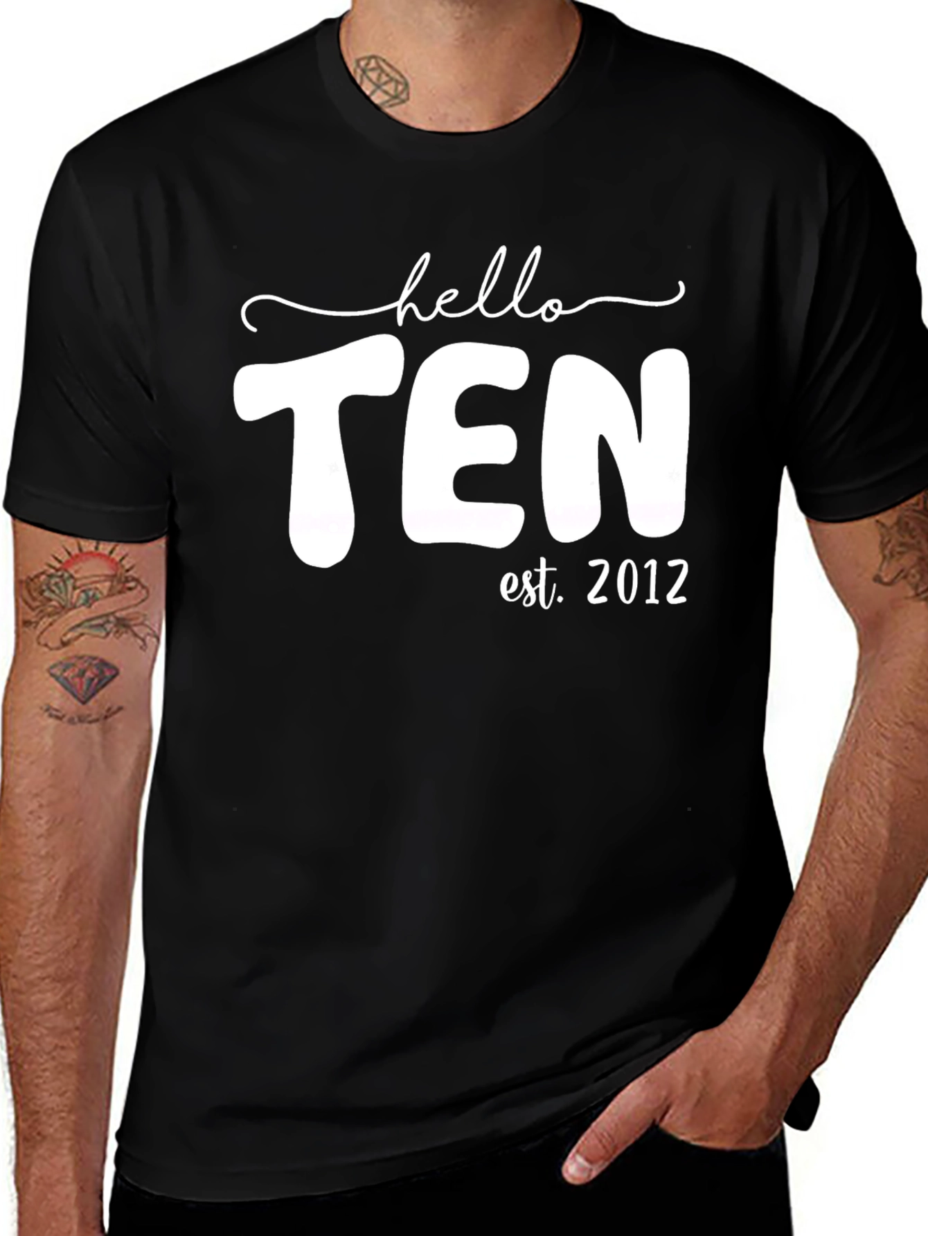 Hello Ten T-Shirt - Est. 2012 - Black