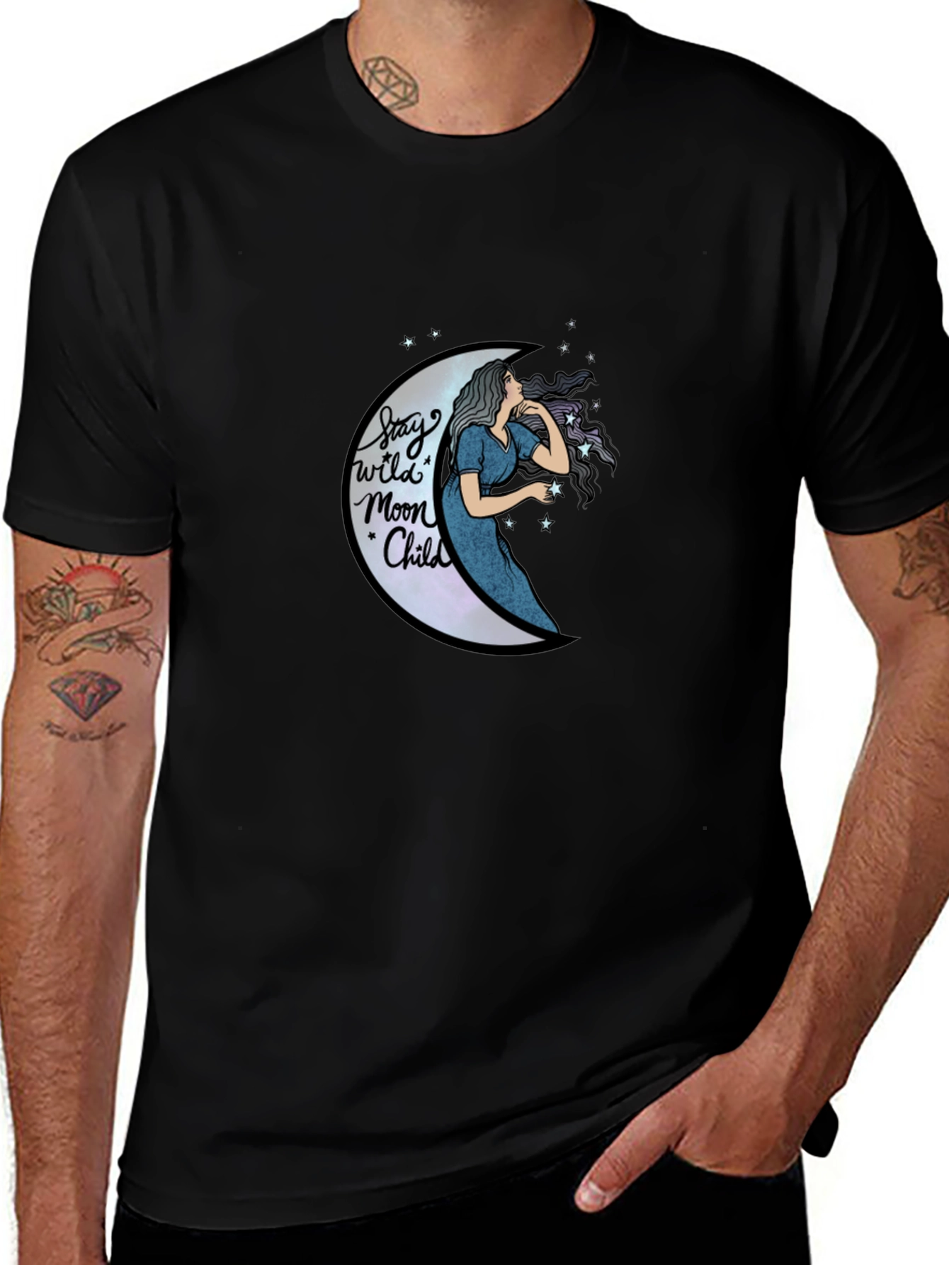 Variant 24 of Stay Wild Moon Child Black Graphic Tee