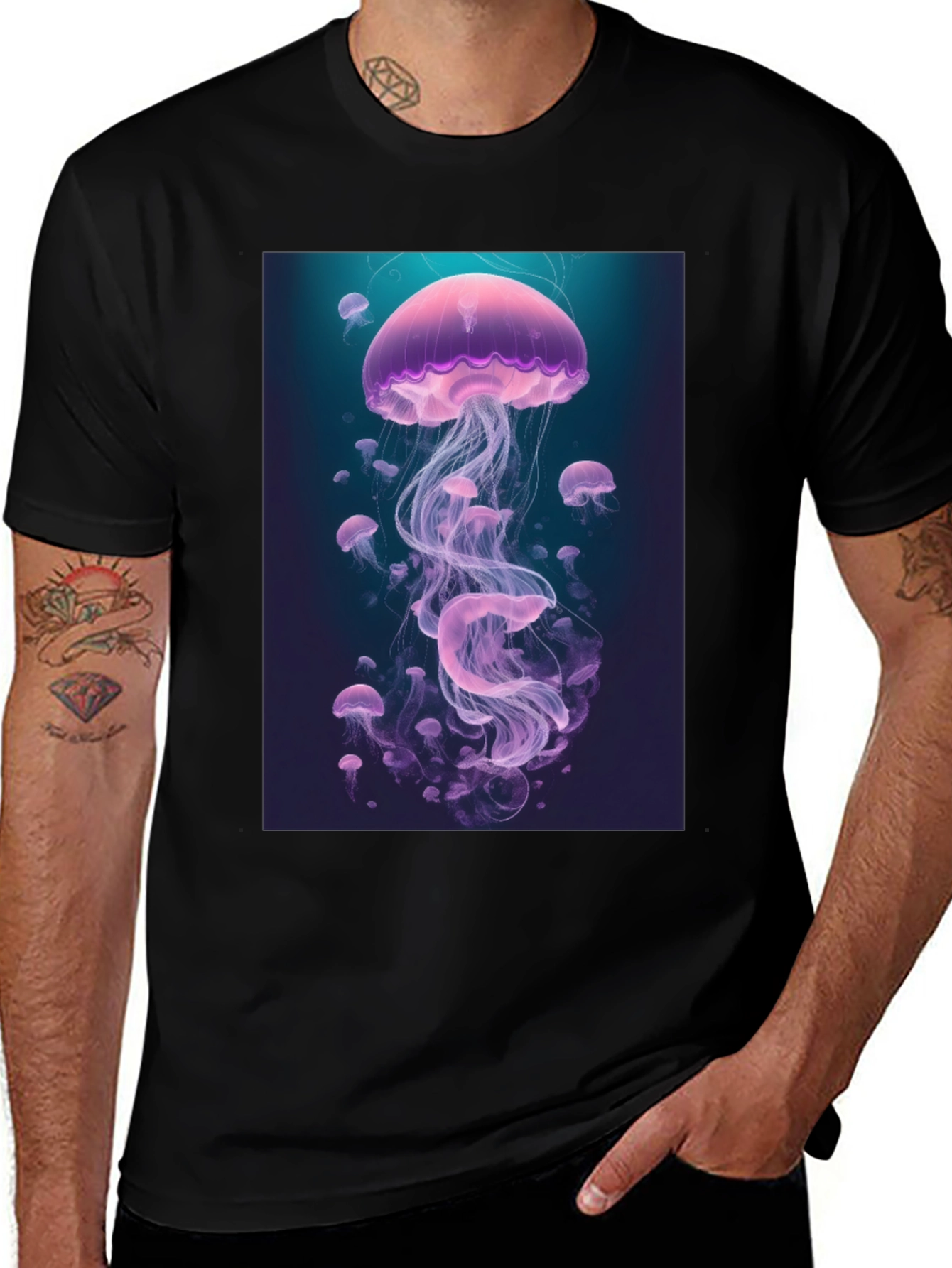 Variant 29 of Jellyfish Graphic Print Crew Neck T-Shirt