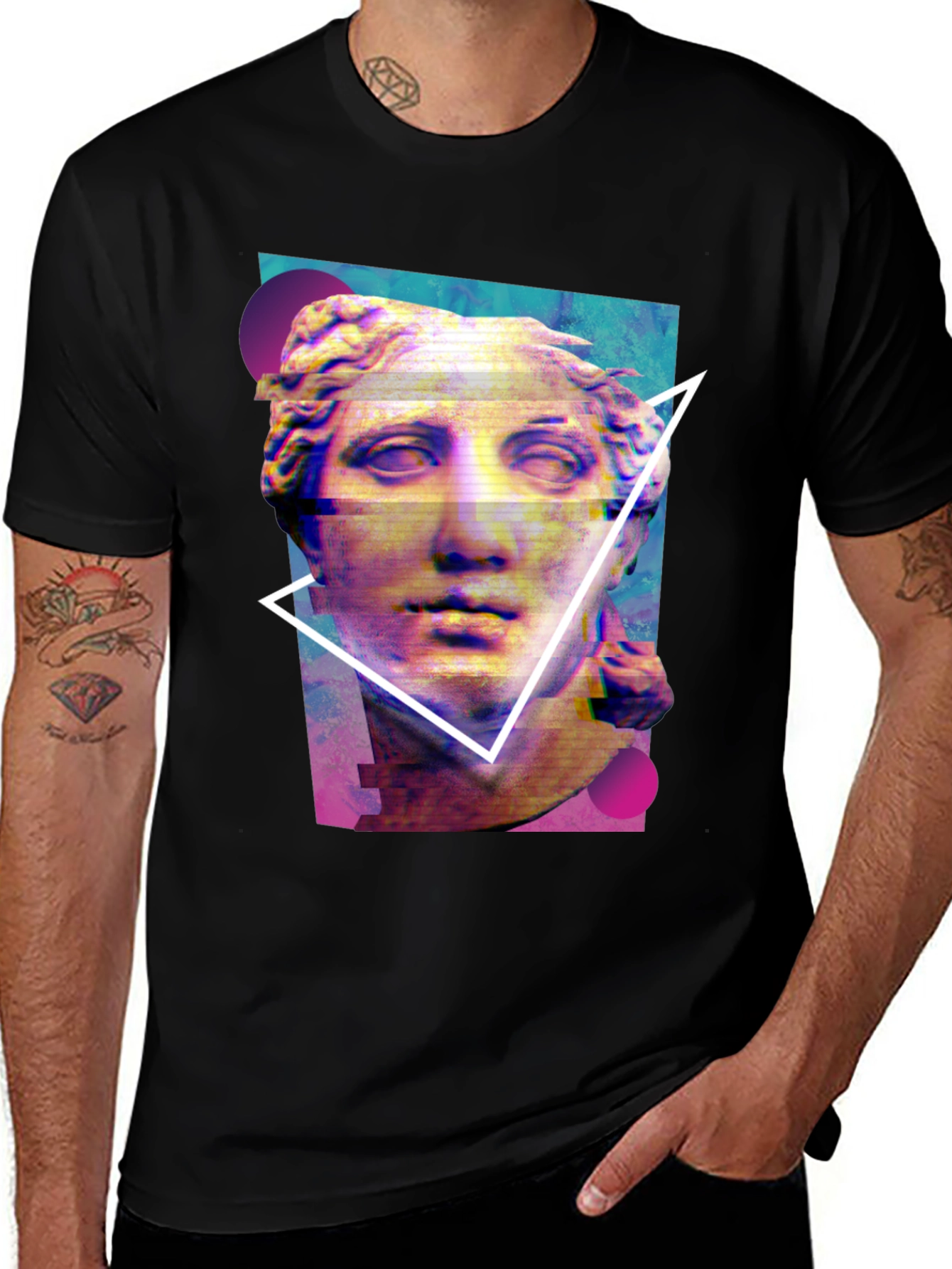 Variant 11 of Statue Graphic Tee - Artistic Glitch Style