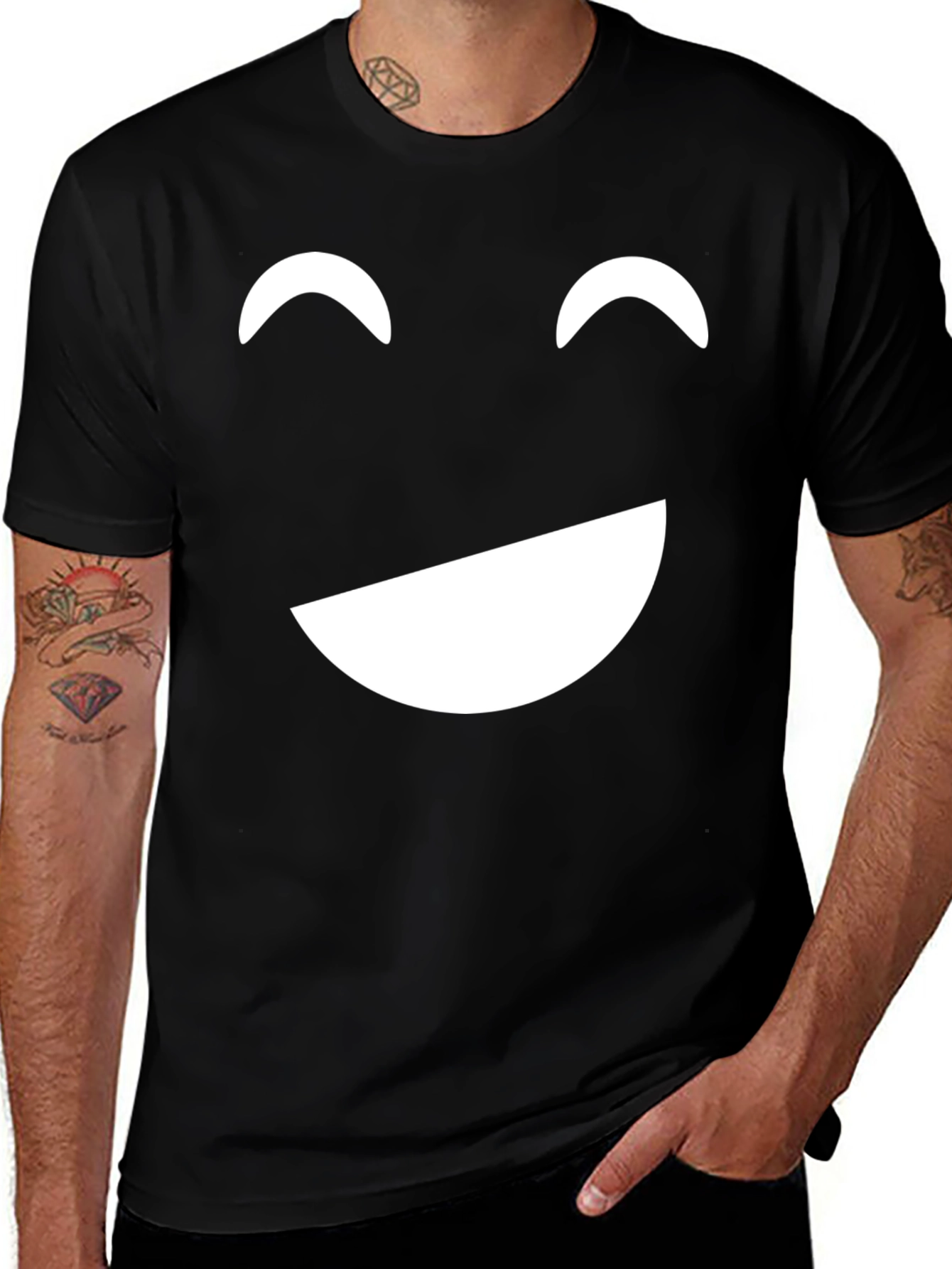 Variant 30 of Happy Face Graphic Tee - Unisex Black T-Shirt