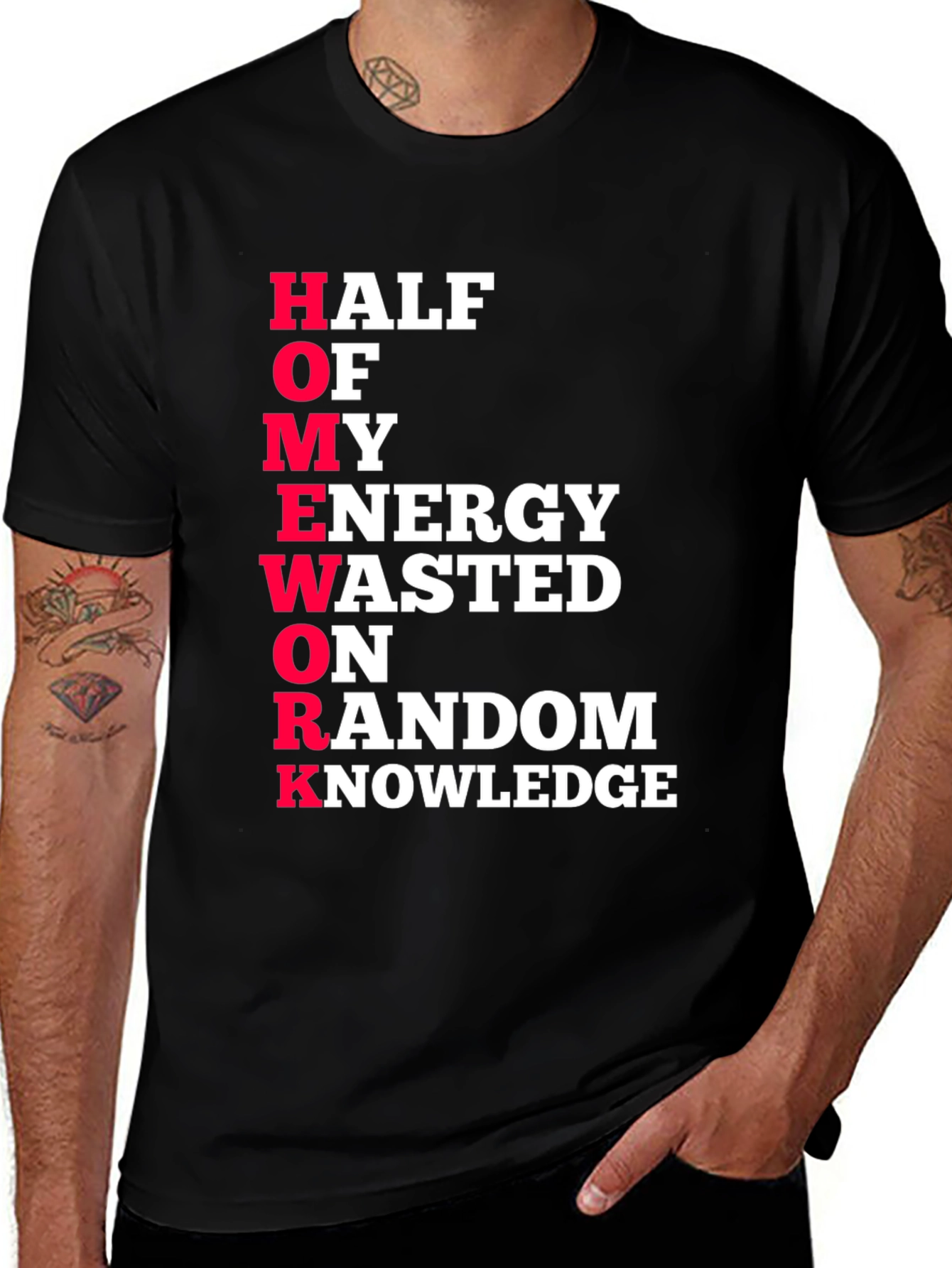 Variant 12 of Humorous "HOMEWORK" Graphic Tee
