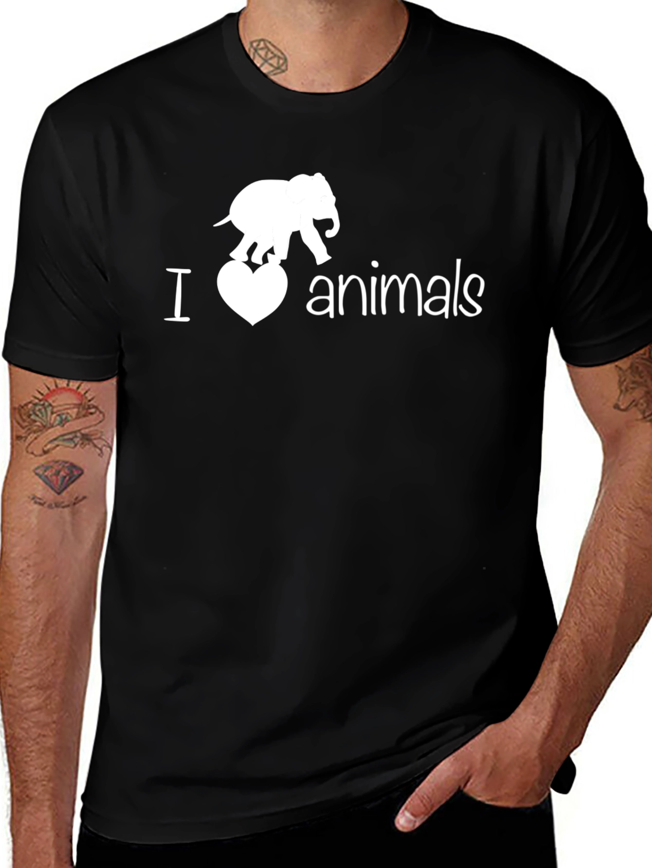Variant 22 of I Love Animals T-Shirt Elephant Graphic Tee
