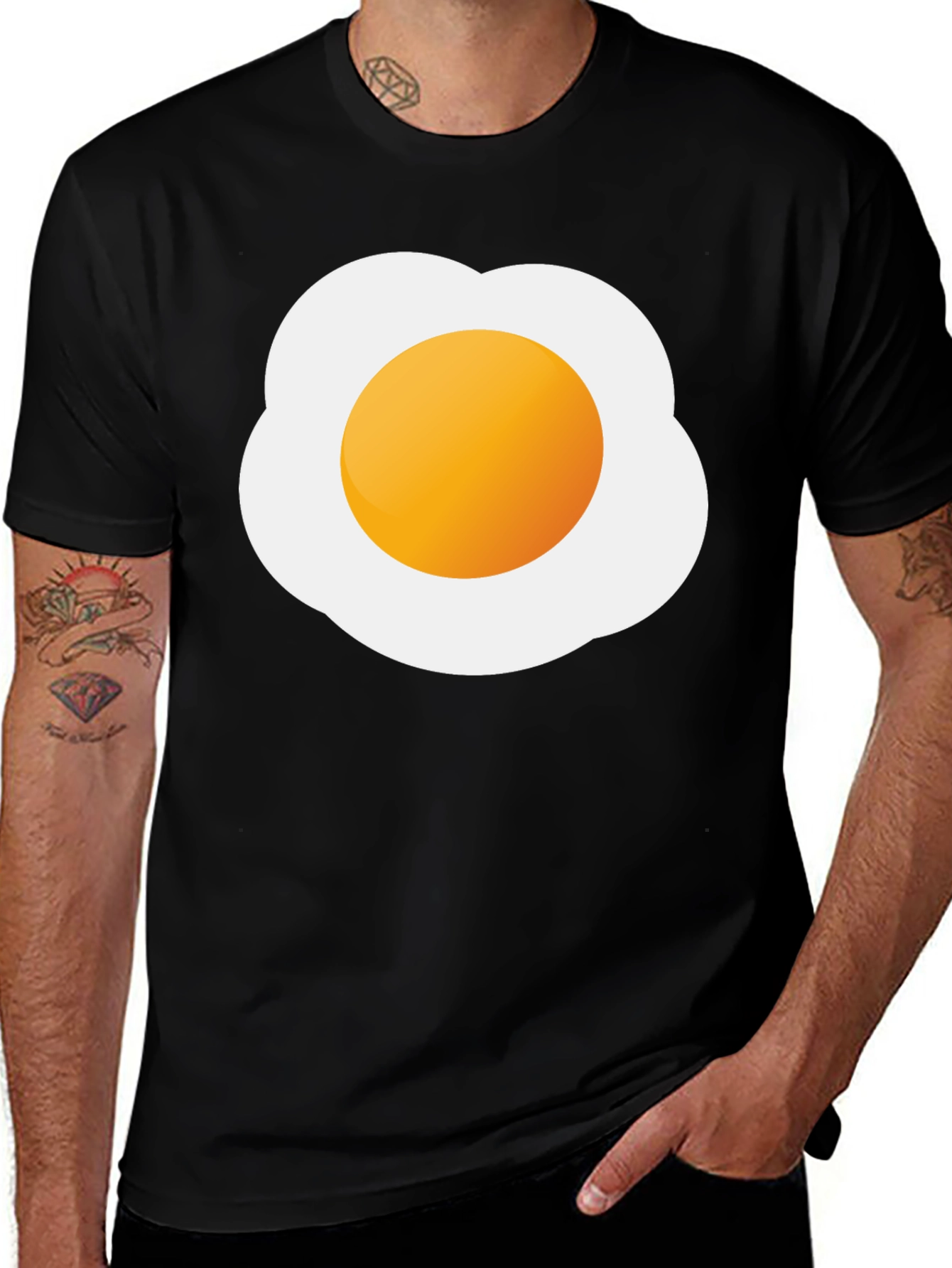 Variant 25 of Fried Egg Graphic Tee - Casual Black T-Shirt