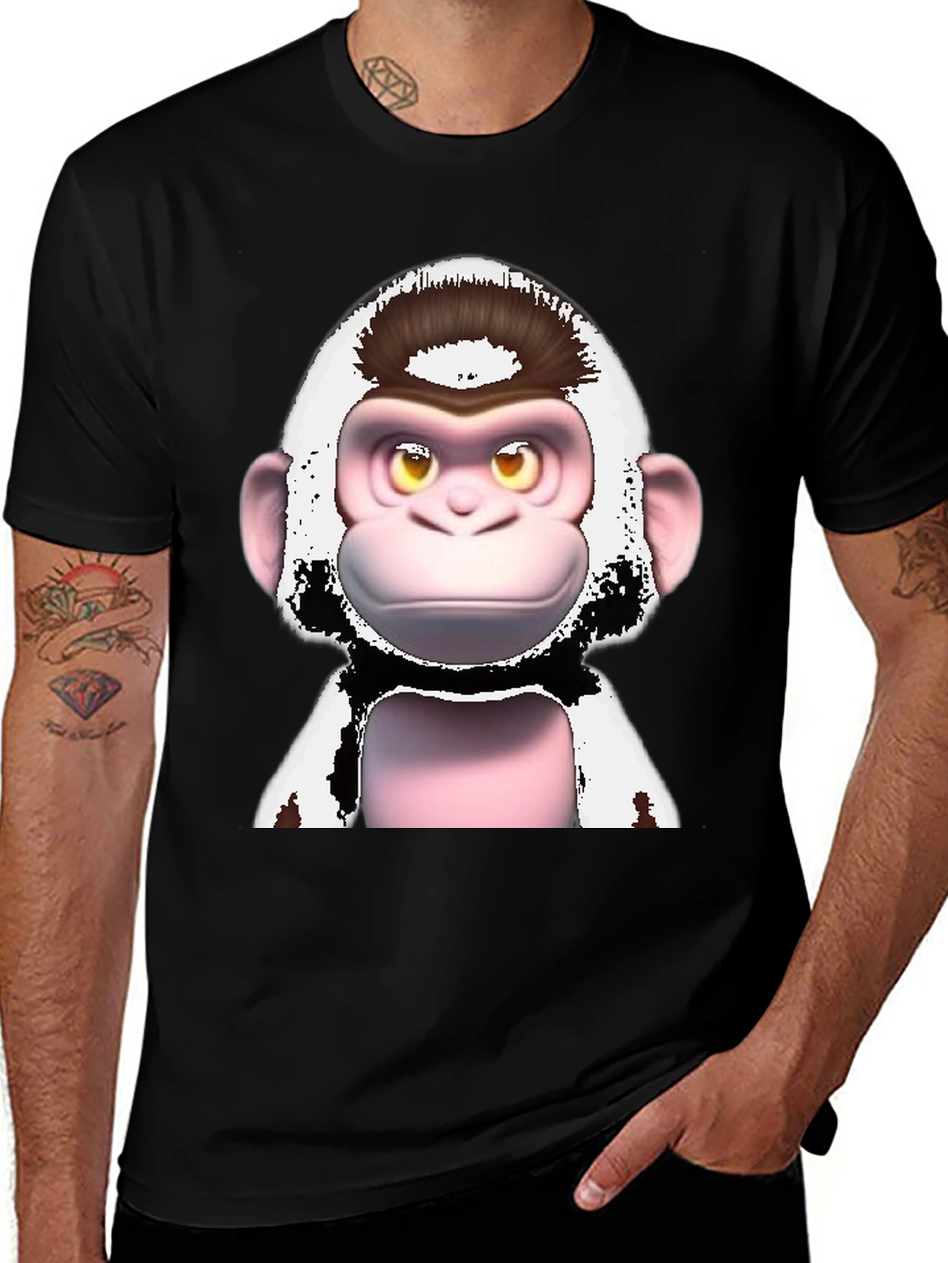 Black Funky Monkey Graphic T-Shirt - Black Cotton Tee main image