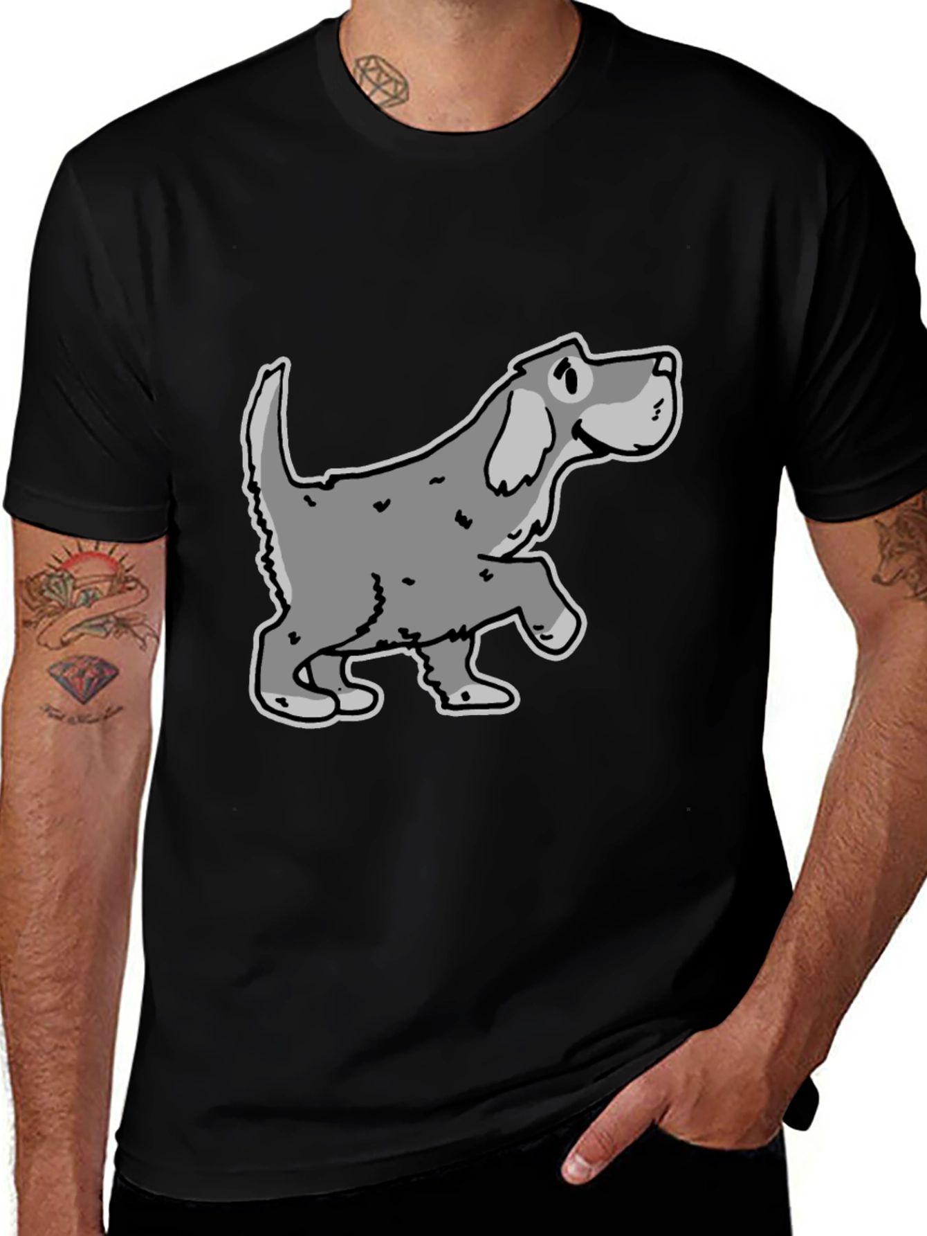 Variant 20 of Dog Graphic Black T-Shirt