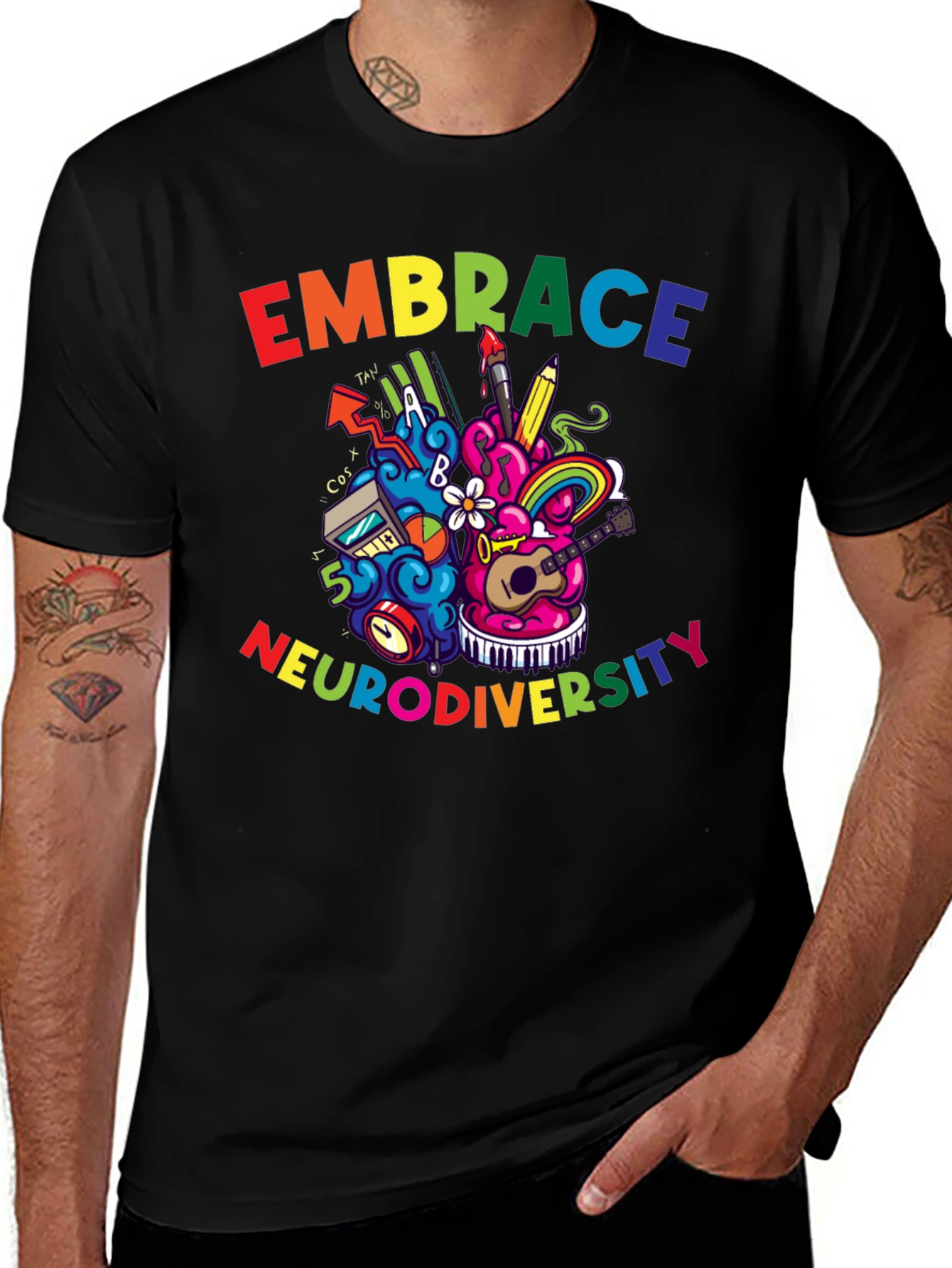 Variant 21 of Embrace Neurodiversity T-Shirt Colorful Brain Design