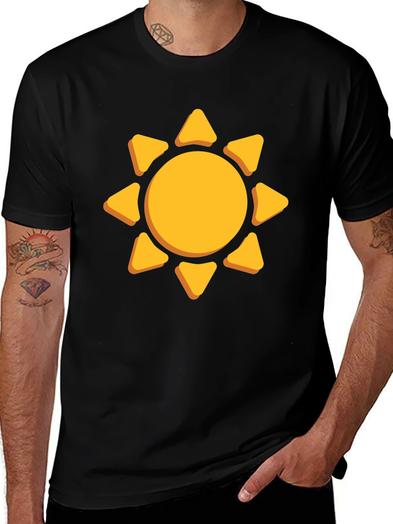 Variant 18 of Sunny Day Graphic Tee - Black Cotton Shirt