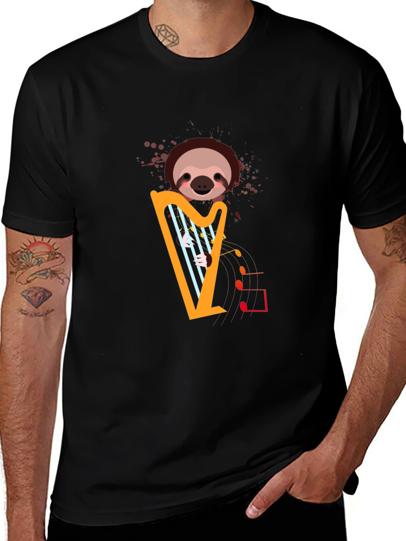 Variant 3 of Sloth Harp T-Shirt - Musical Animal Tee
