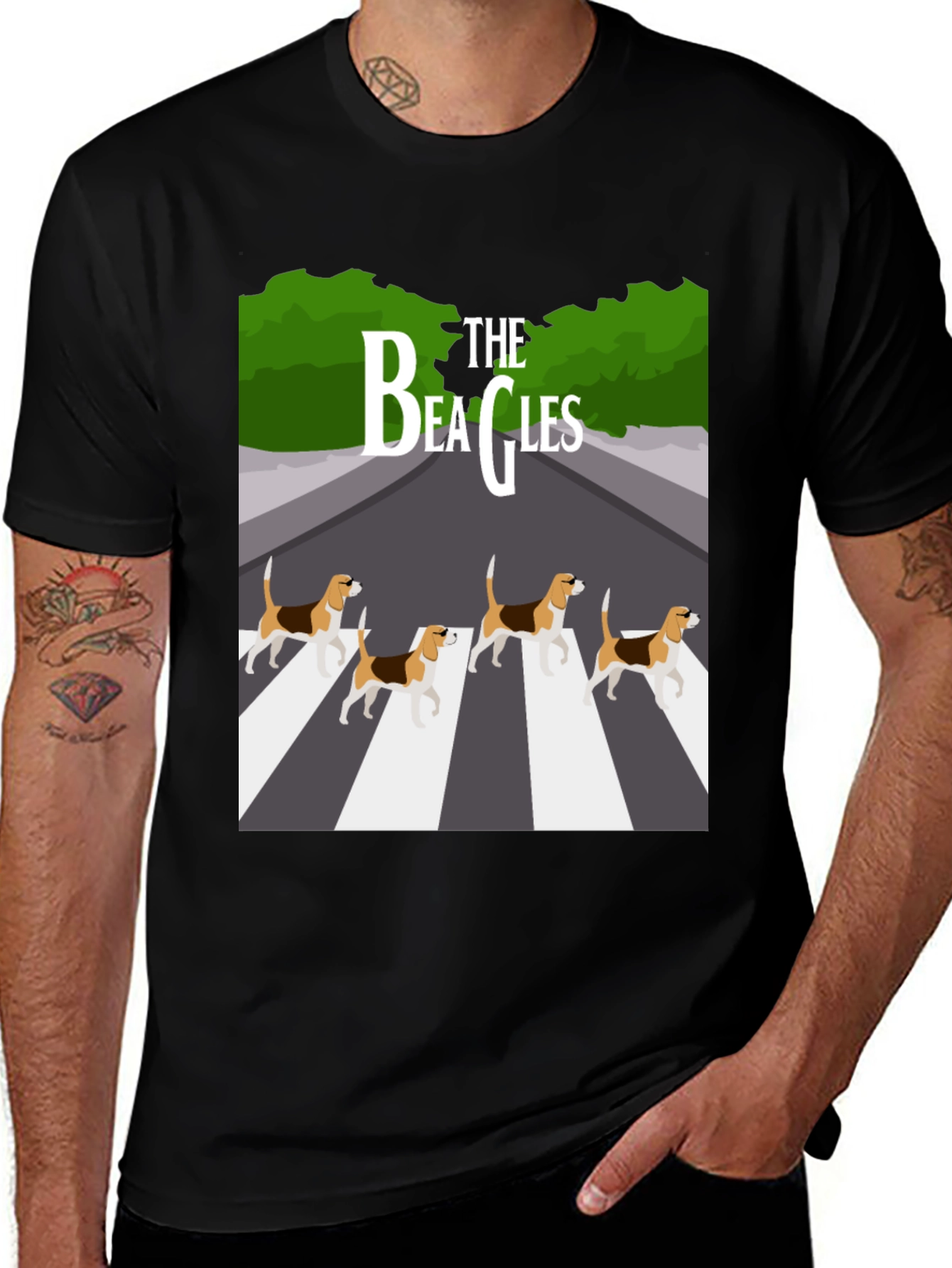 Variant 9 of The Beagles T-Shirt - Beatles Abbey Road Parody