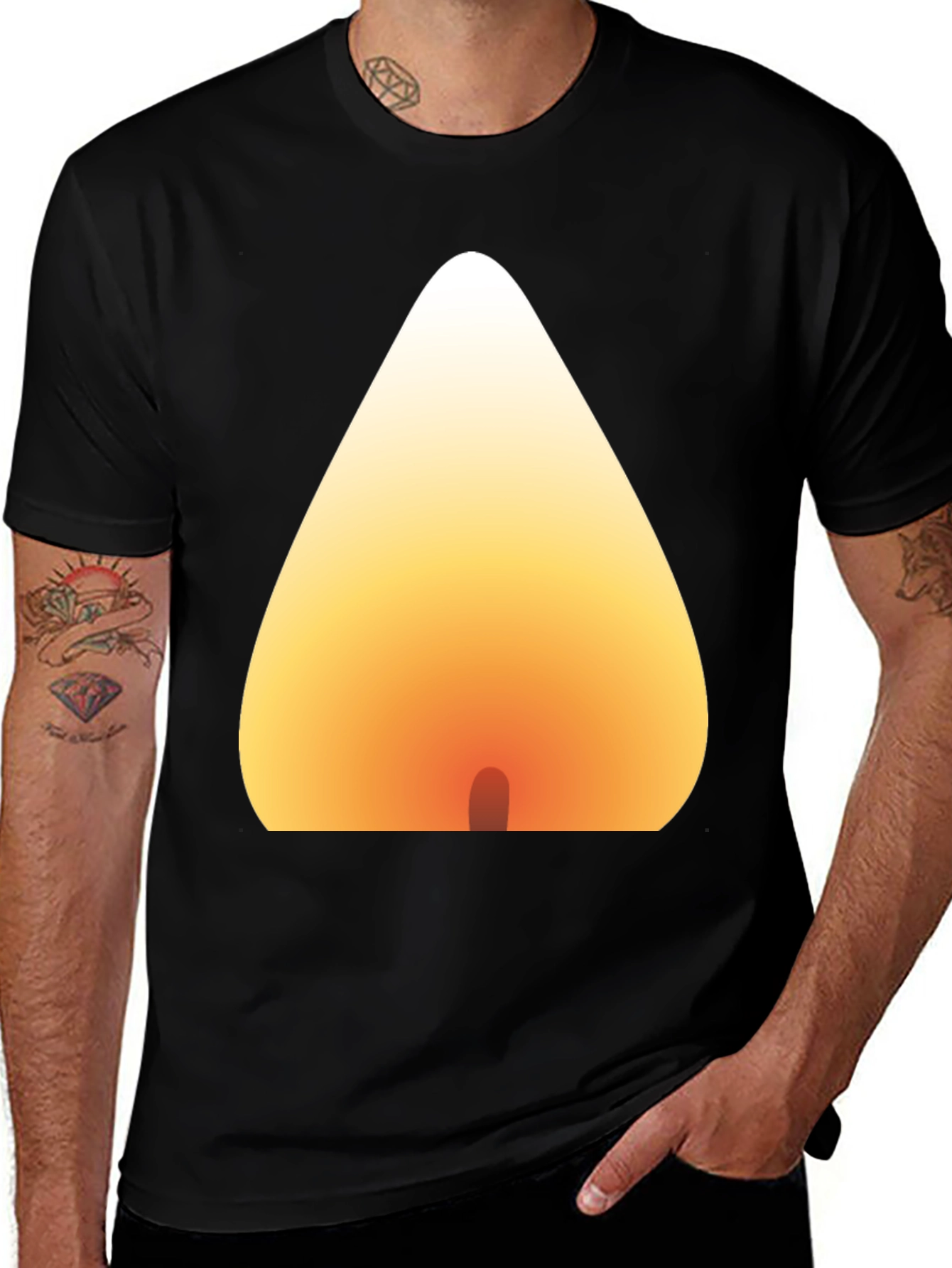 Variant 7 of Candle Flame Graphic Tee - Soft Cotton Blend