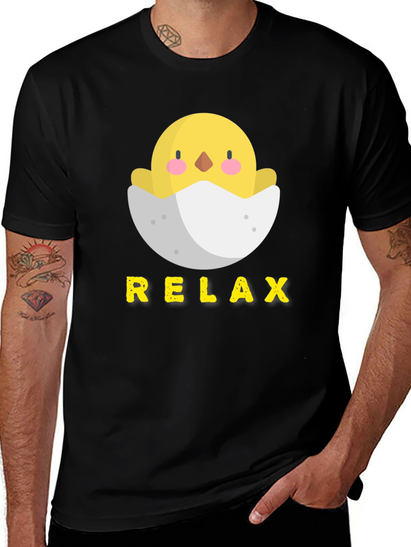 Variant 28 of Relax Chick in Egg Black T-Shirt