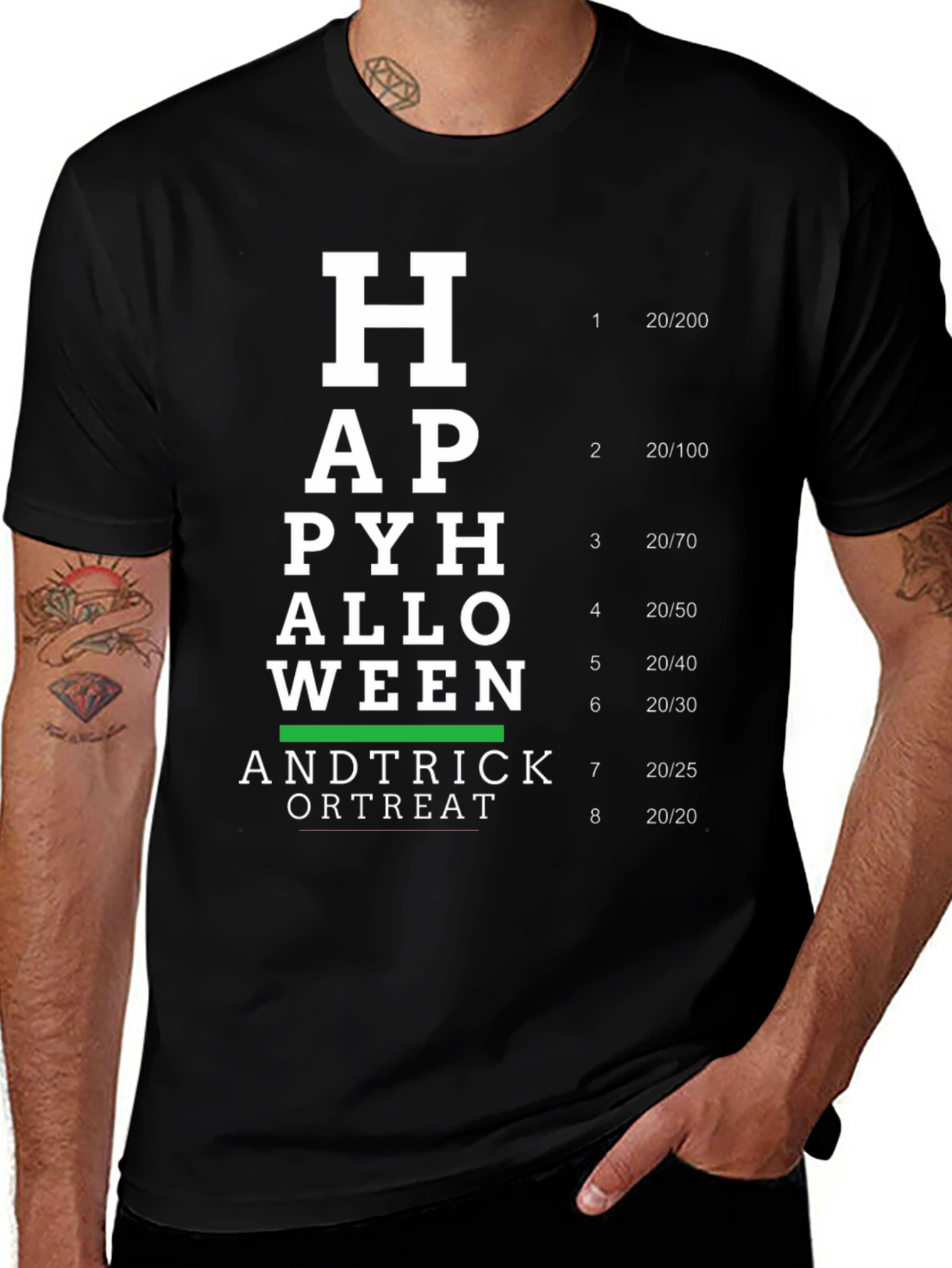 Halloween Eye Chart T-Shirt - Funny Spooky Season Tee