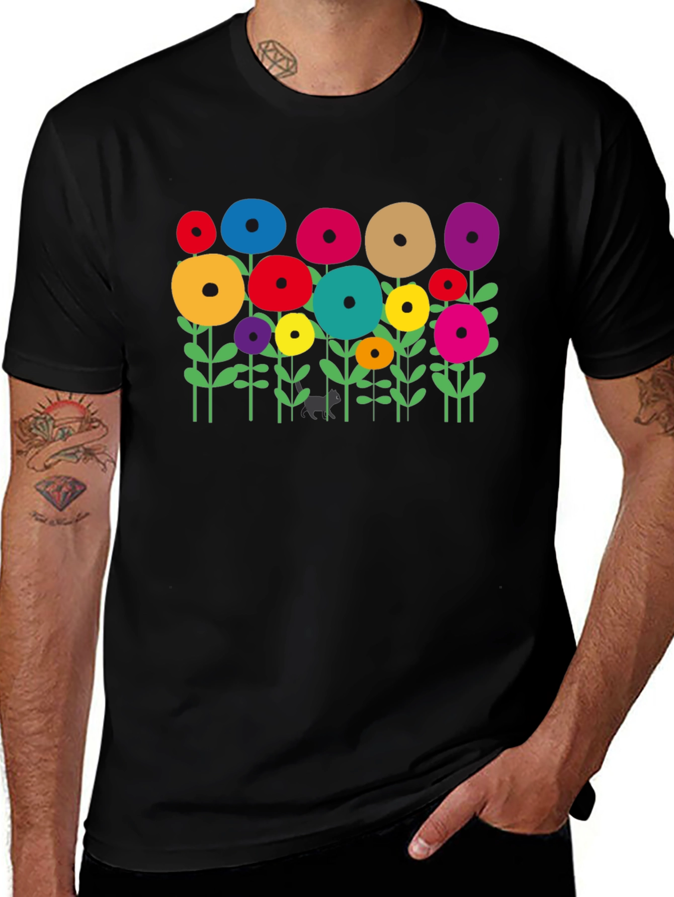 Variant 17 of Floral Bloom Black T-Shirt