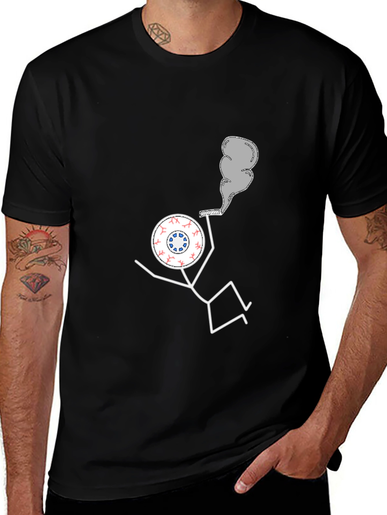 Novelty T-Shirt: Eyeball Man Smoking Pipe