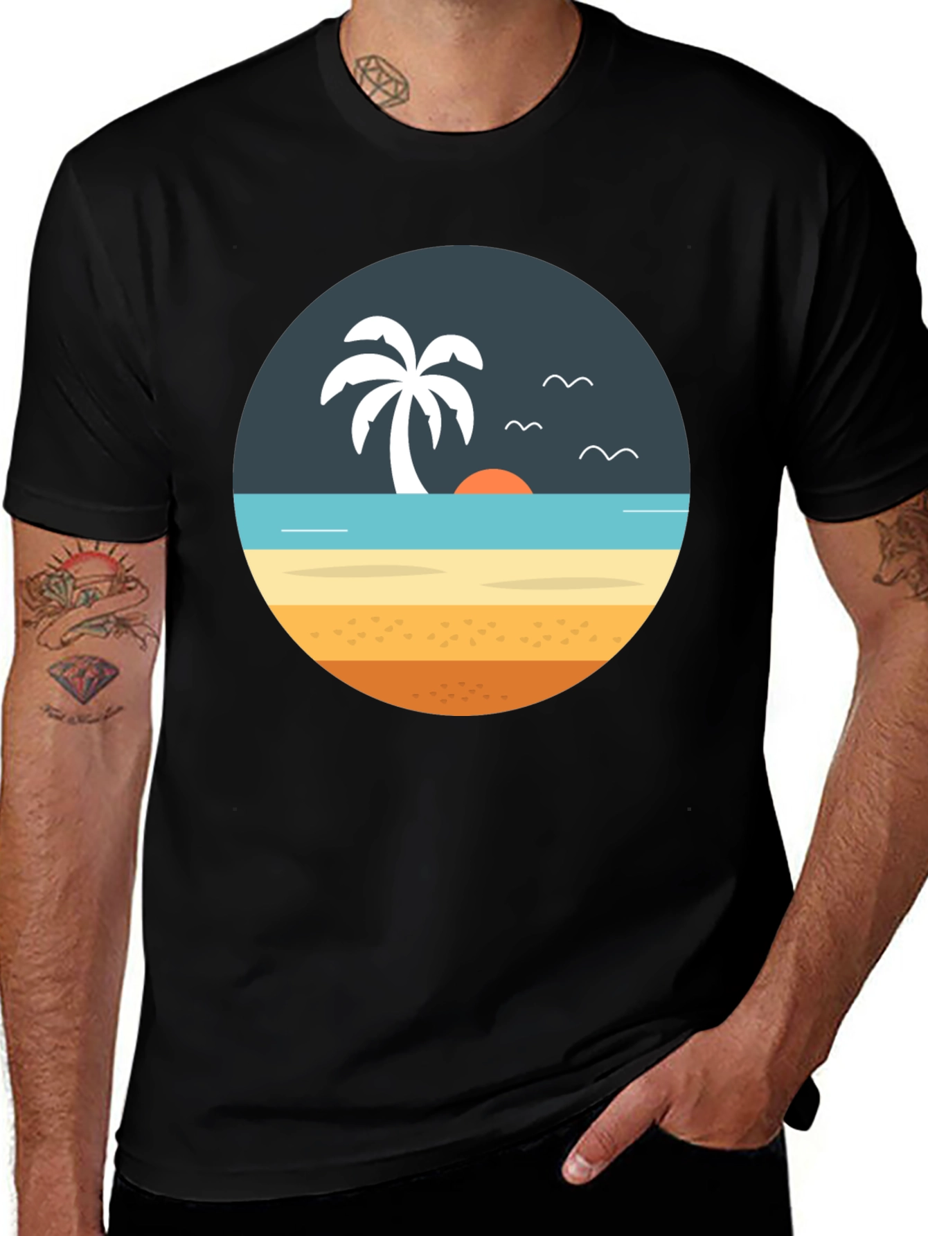 Variant 12 of Beach Scene Graphic Tee - Tropical Island Vibe