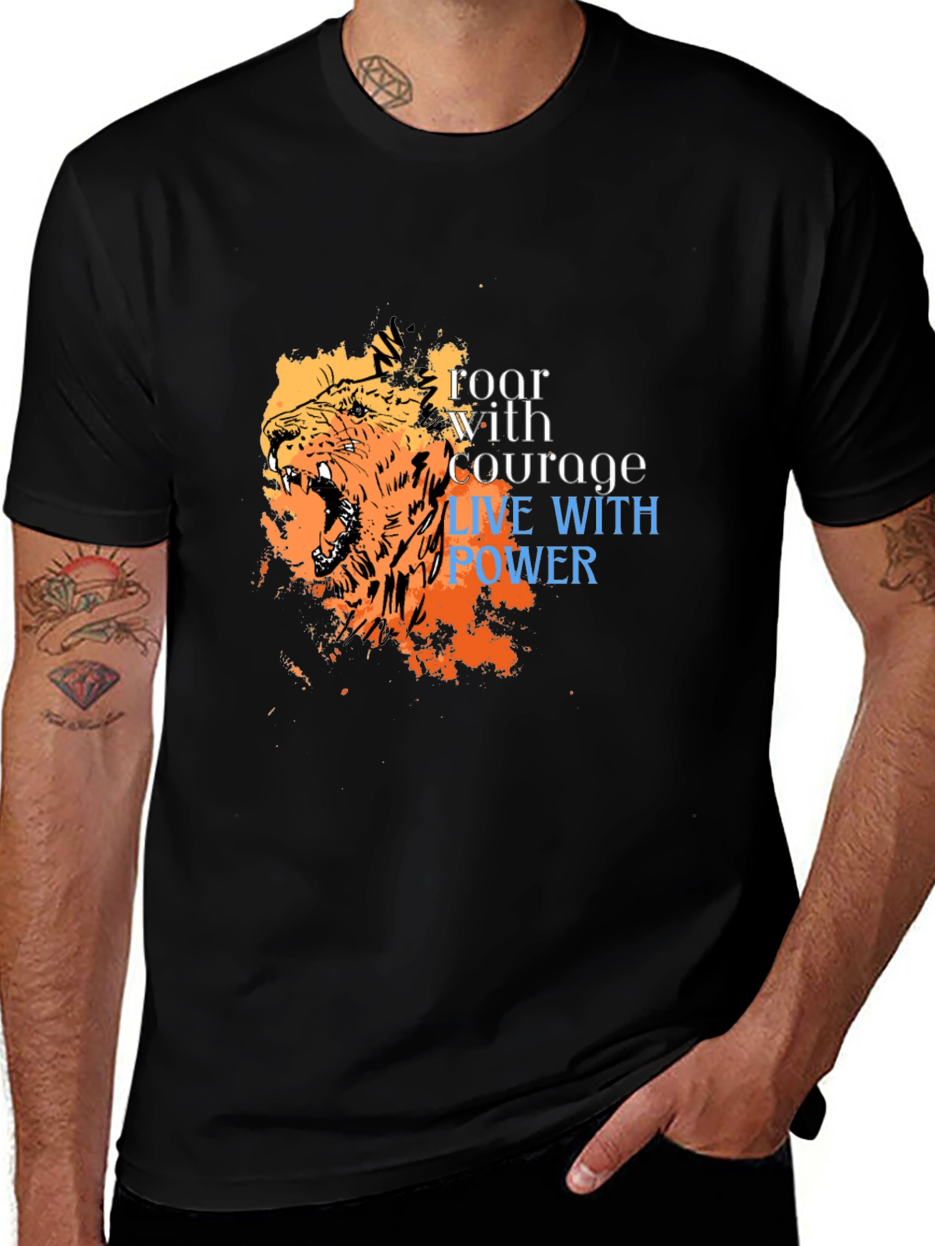 Variant 10 of Roar With Courage Lion Graphic Tee - Black