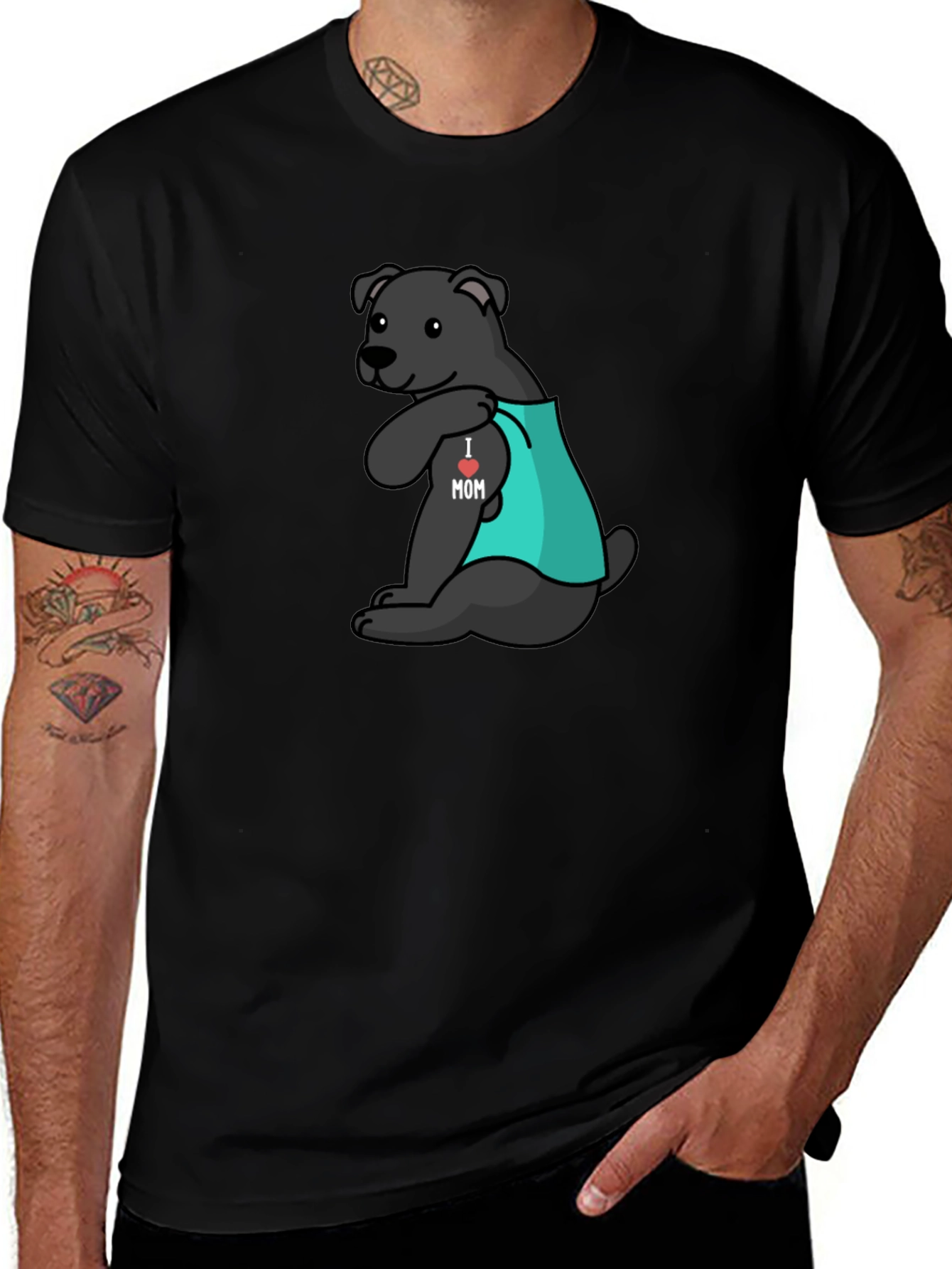 Variant 13 of I Love Mom Tattoo Bear Graphic T-Shirt