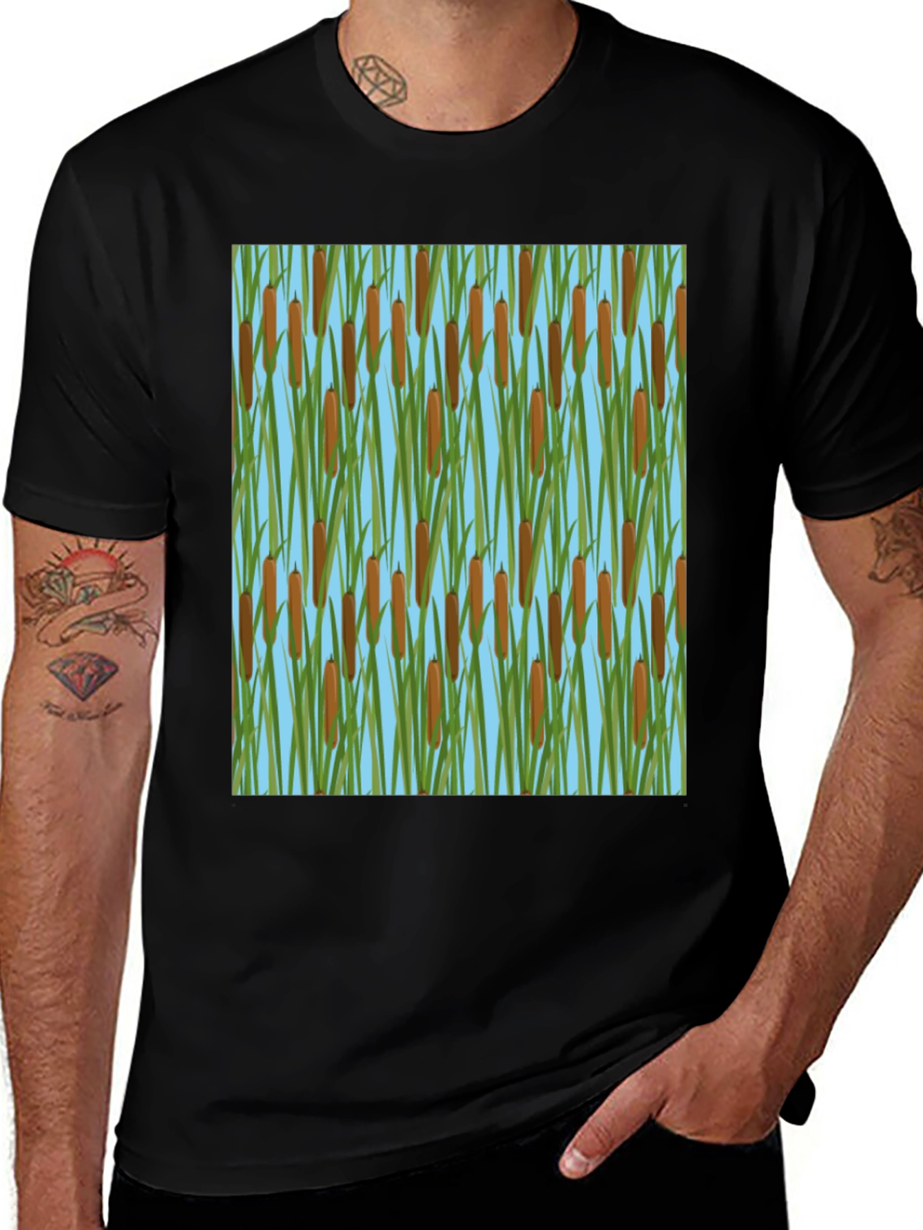 Variant 15 of Cattail Pattern T-Shirt