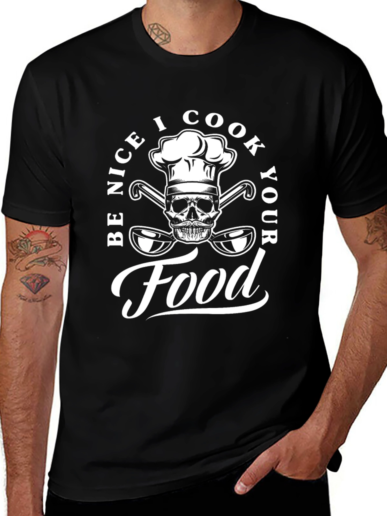 Chef Skull Graphic Tee - Be Nice I Cook Your Food!