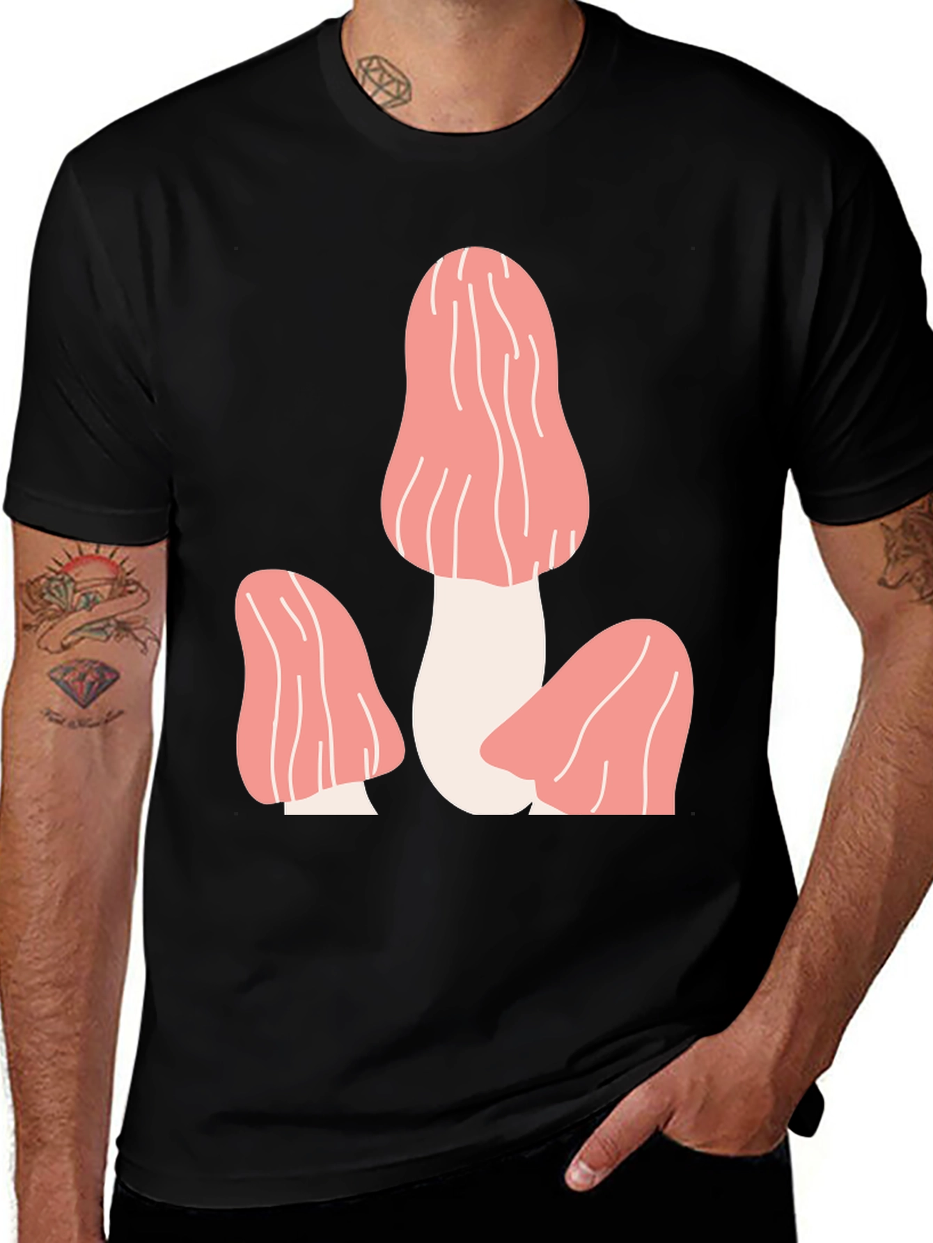 Variant 22 of Mushroom Graphic Tee - Funky Black T-Shirt