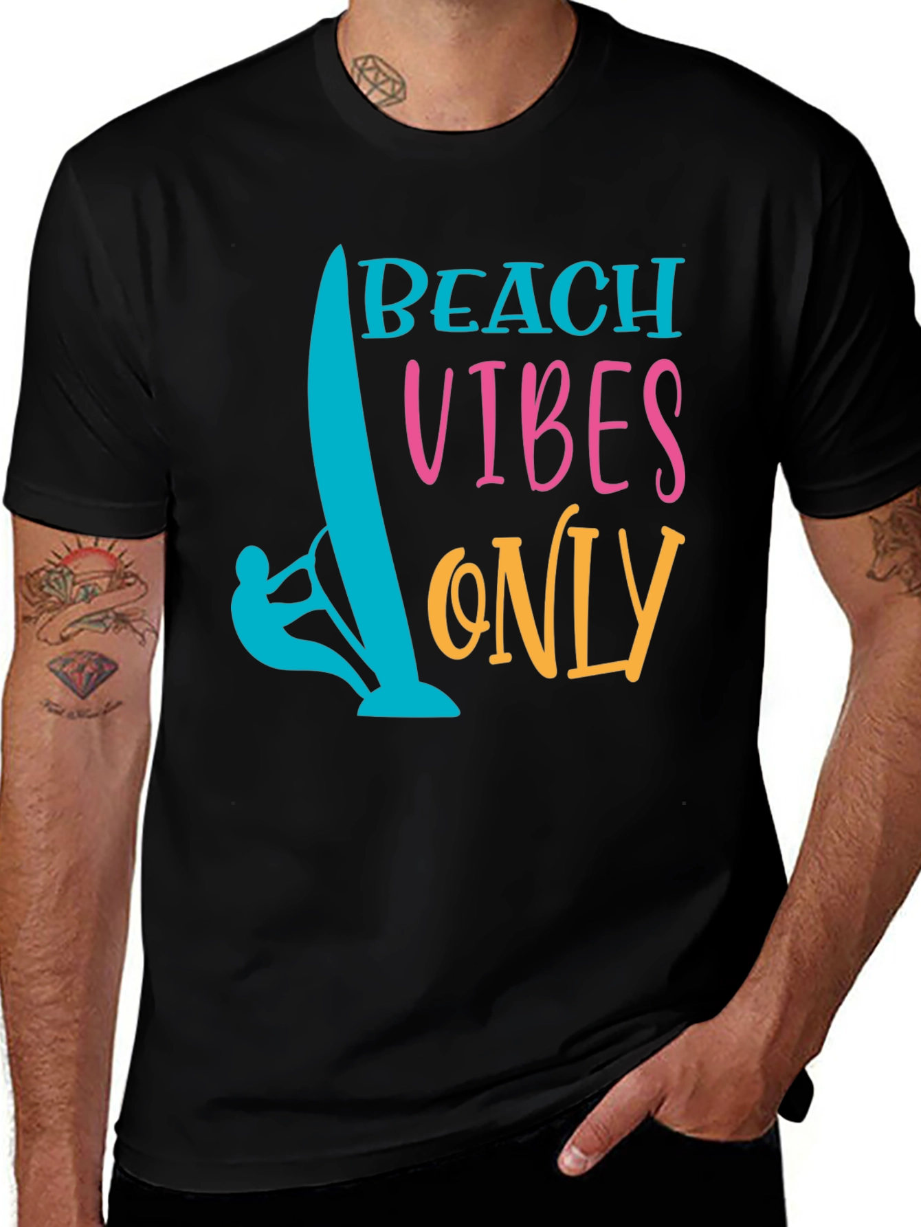 Variant 2 of Beach Vibes Only Black T-Shirt
