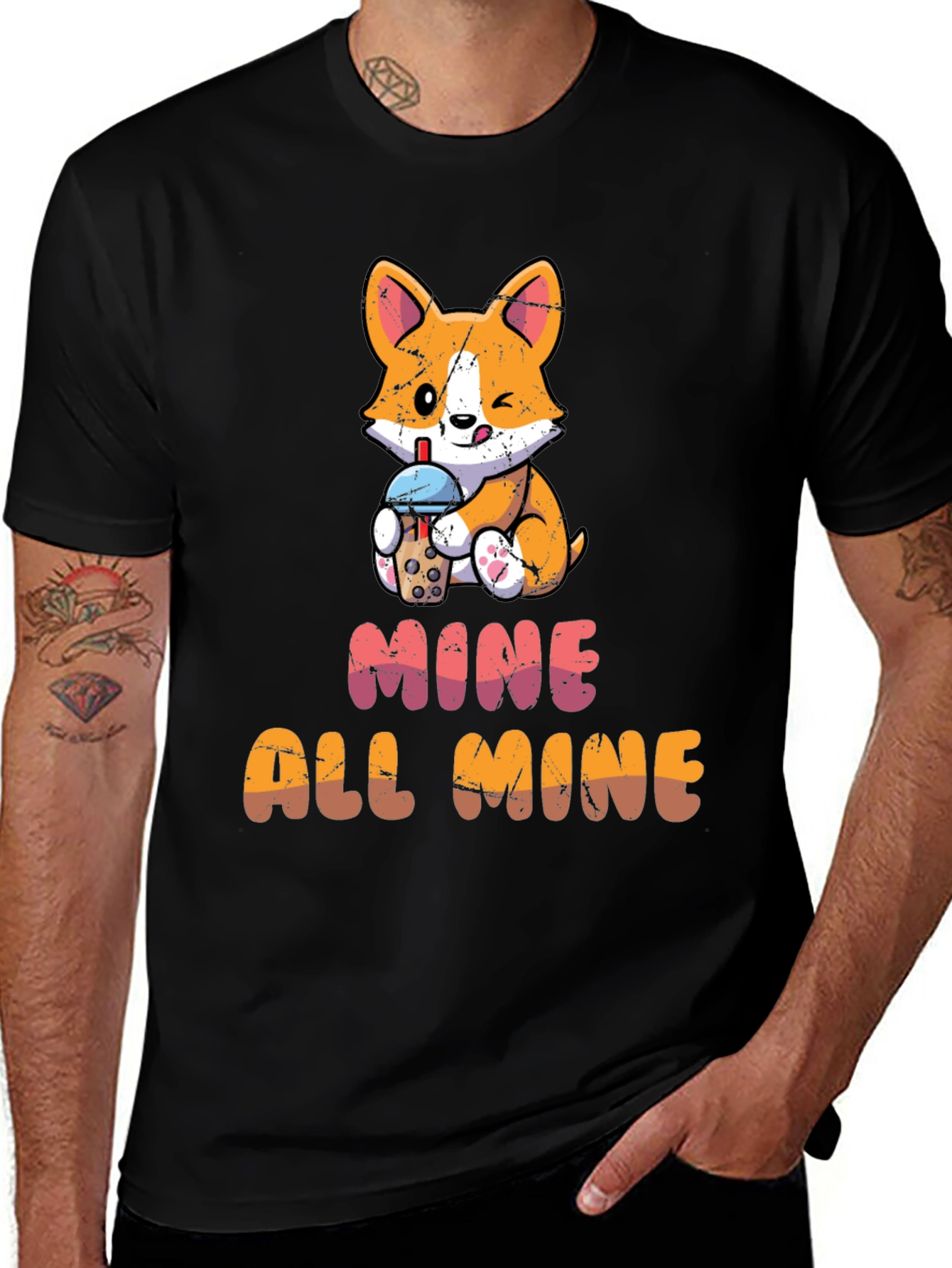 Cute Corgi Bubble Tea T-Shirt - Mine All Mine!