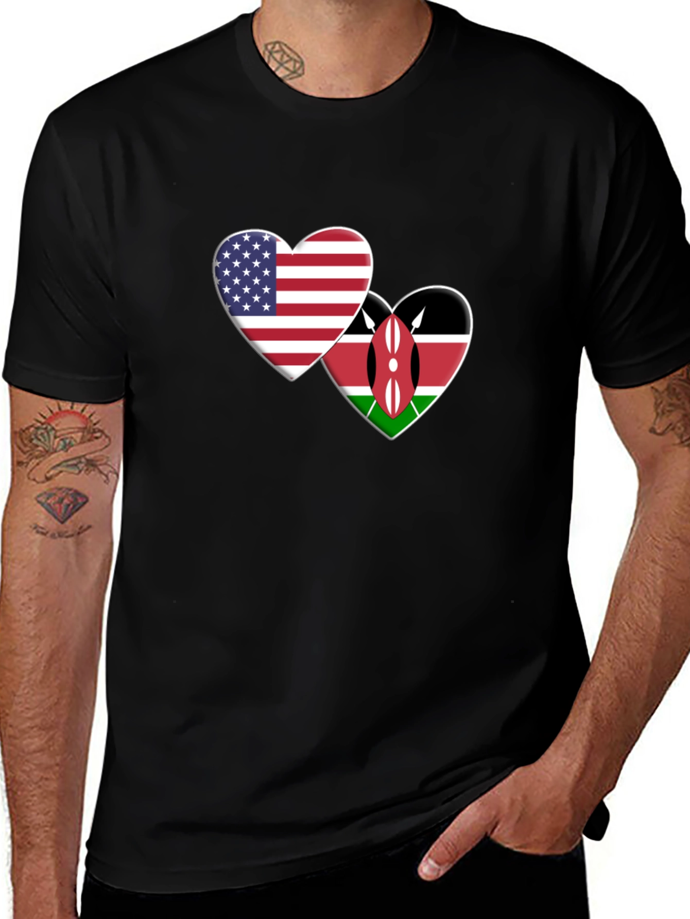 USA Kenya Heart Flags T-Shirt