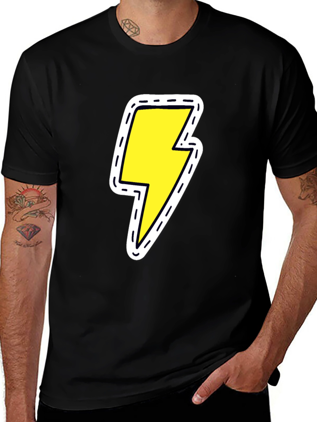 Variant 9 of Black Tee with Lightning Bolt Patch