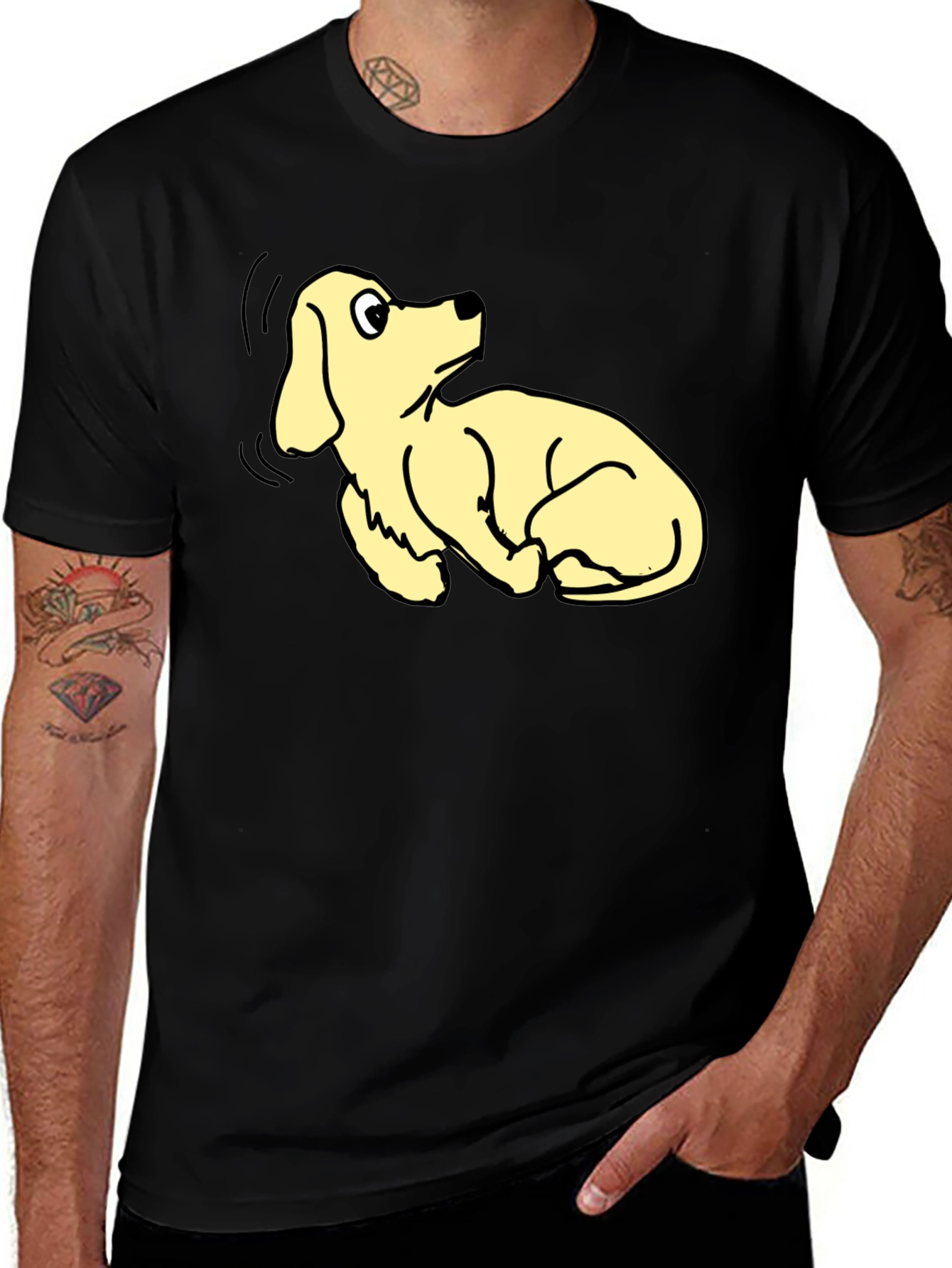Variant 28 of Dog Cartoon Graphic Black T-Shirt
