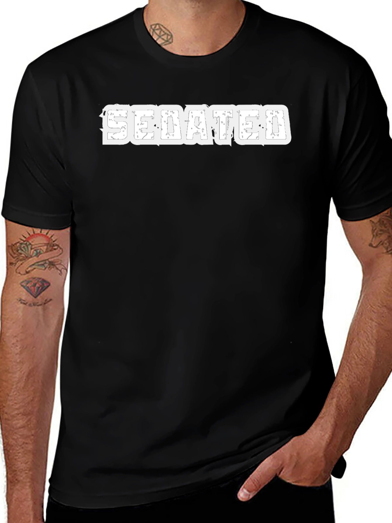 Variant 24 of Sedated Graphic Print Men's Black T-Shirt