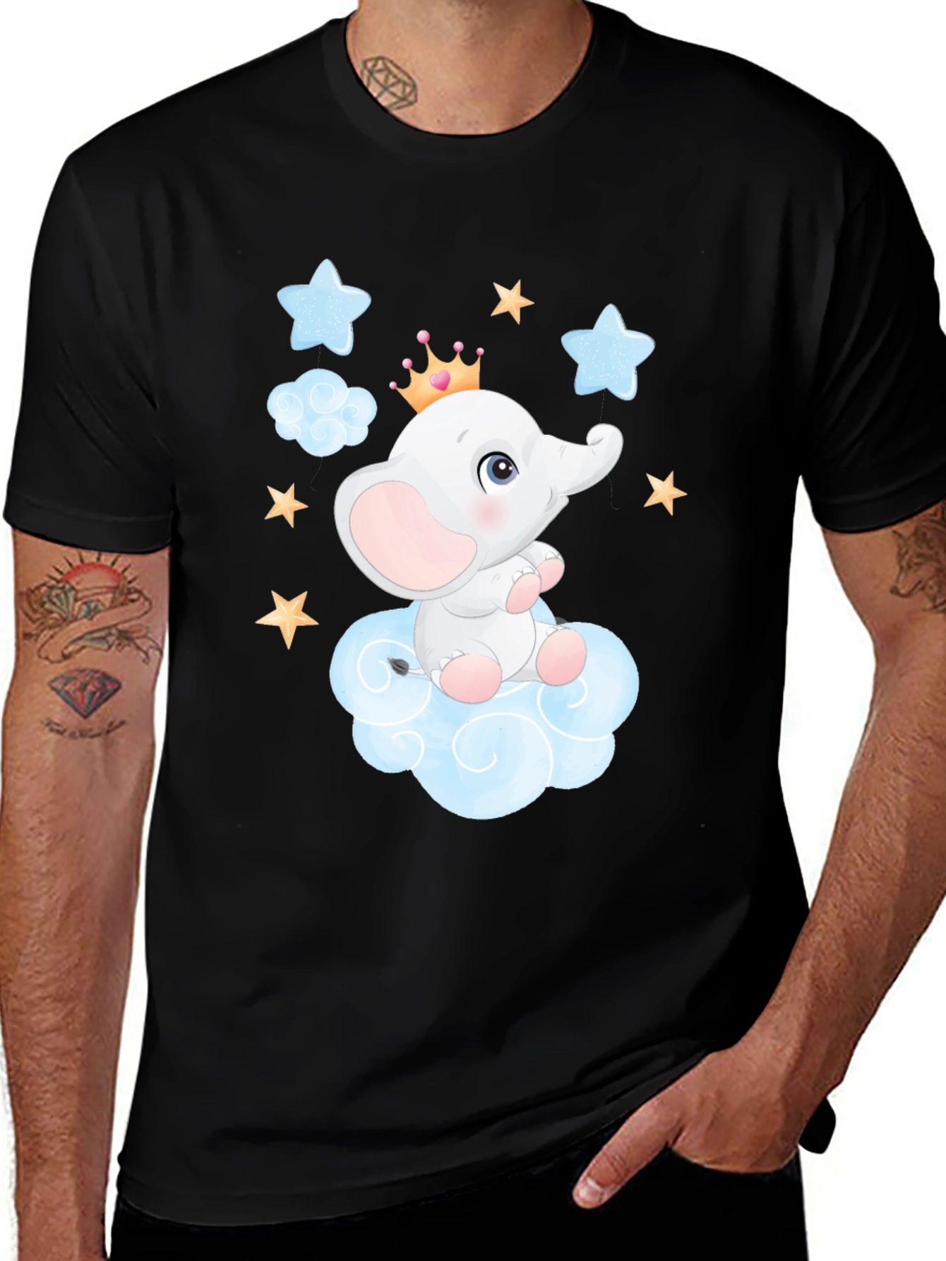 Variant 4 of Cute Elephant on Cloud Graphic Tee