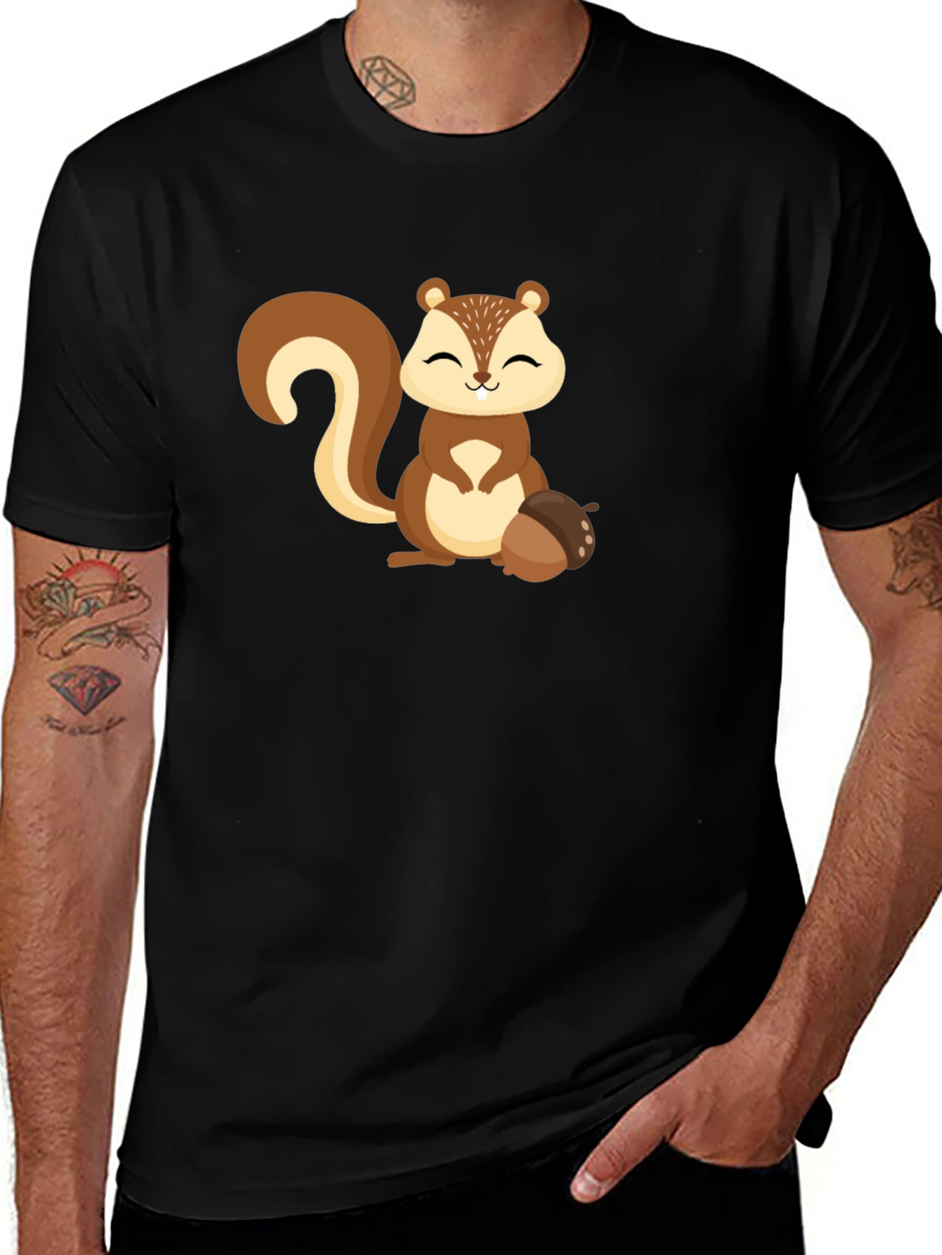 Variant 28 of Cute Squirrel Graphic Tee - Black Unisex T-Shirt