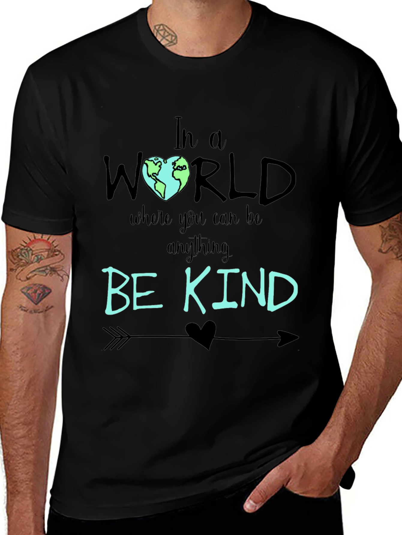 Variant 18 of Be Kind T-Shirt - World Heart Graphic Tee