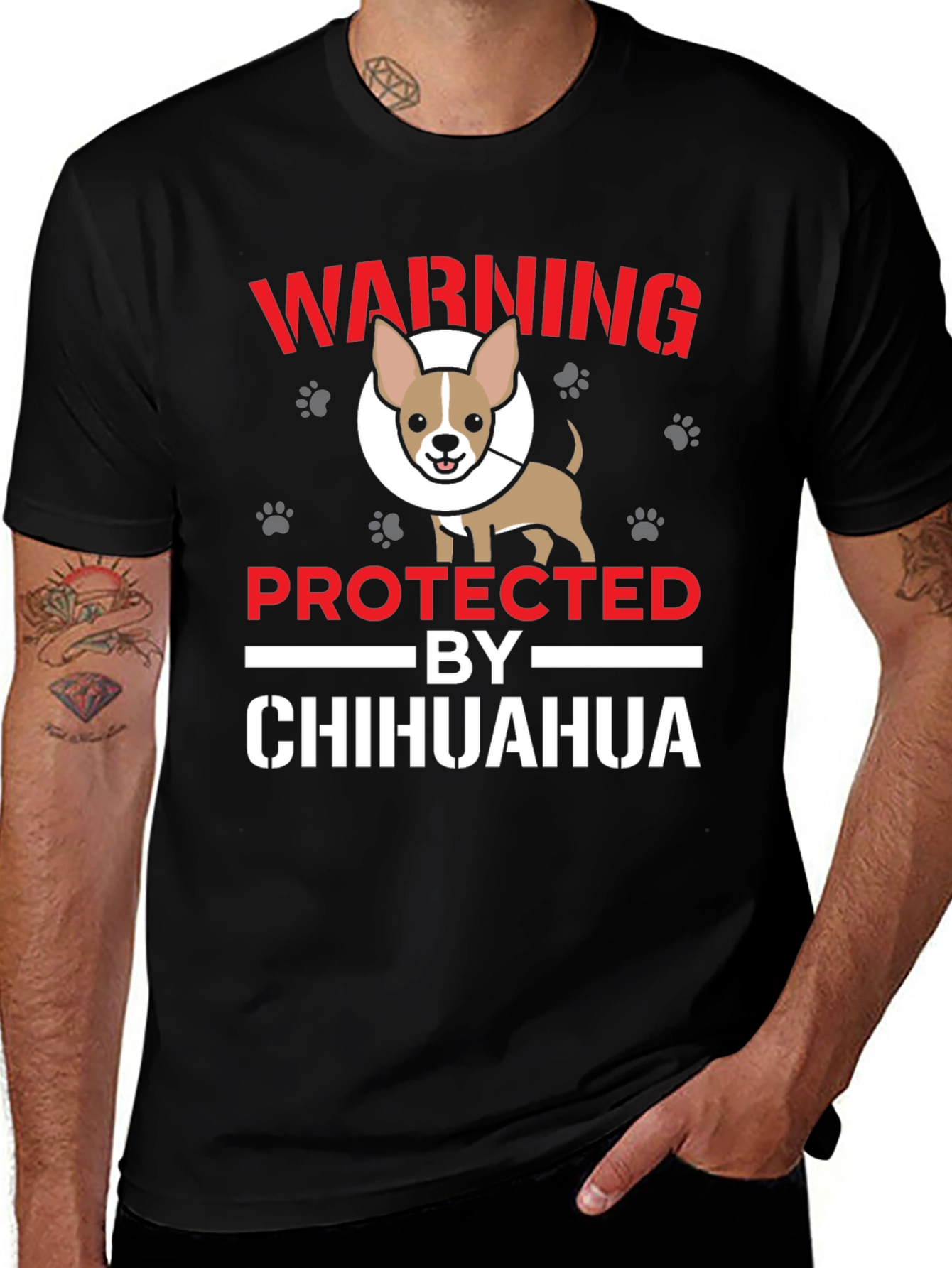 Warning Protected by Chihuahua T-Shirt