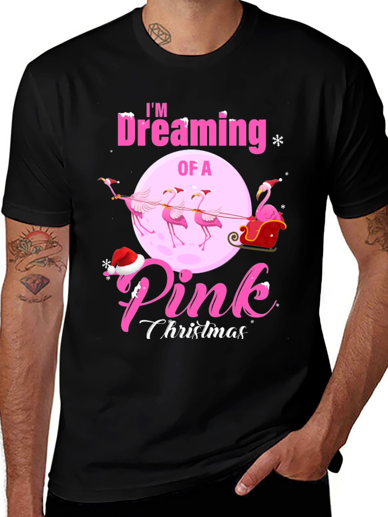 Pink Christmas Flamingo T-Shirt