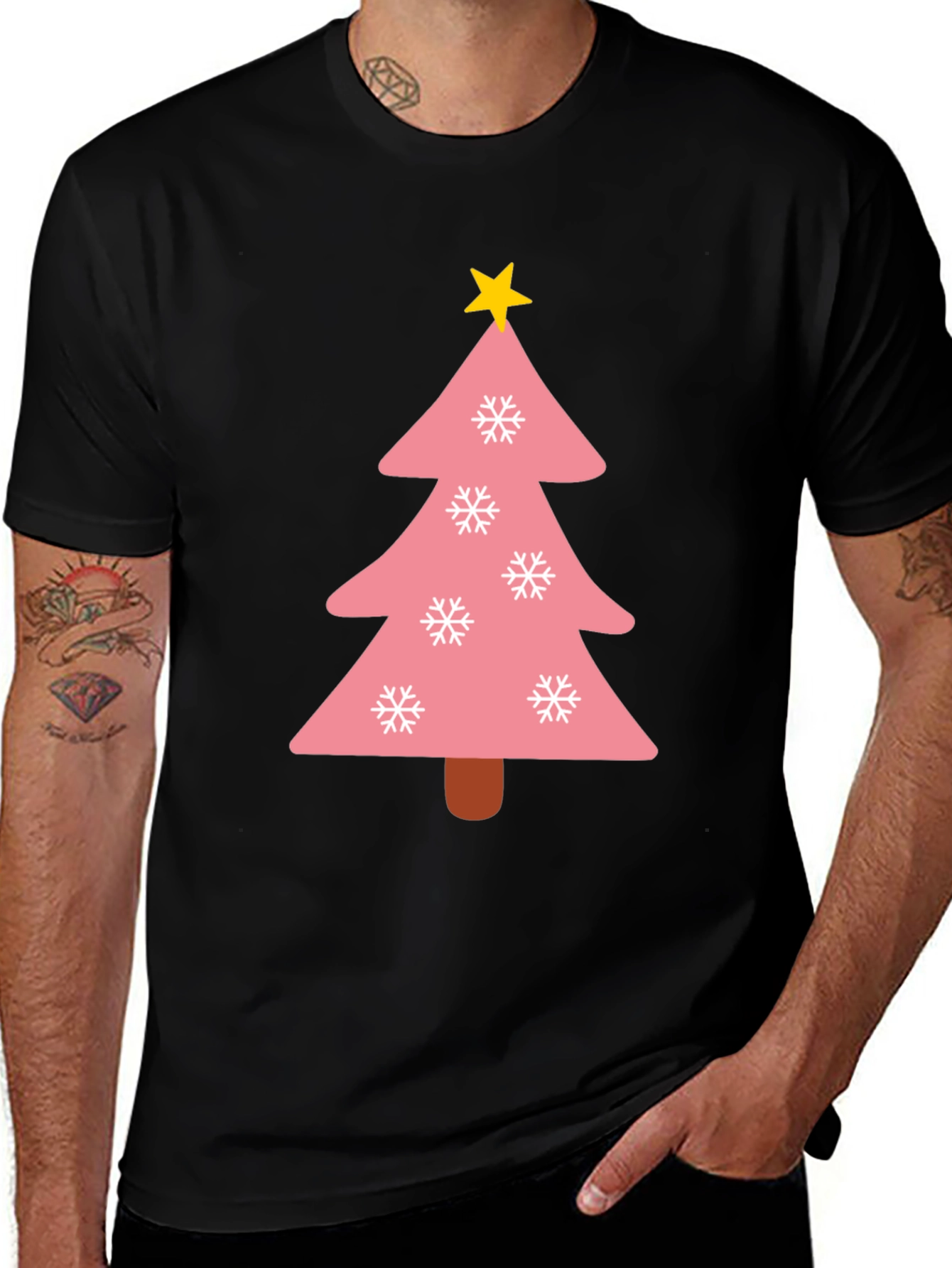 Festive Pink Christmas Tree T-Shirt