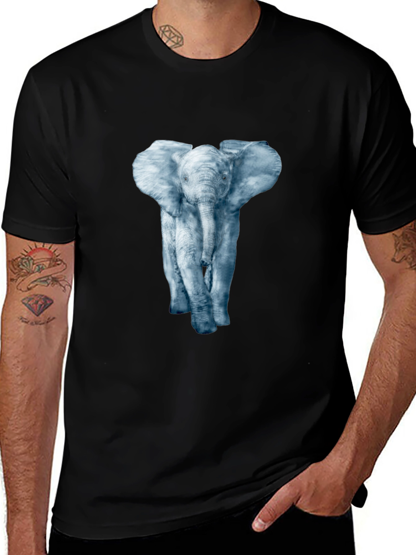 Variant 8 of Elephant Print Crew Neck T-Shirt