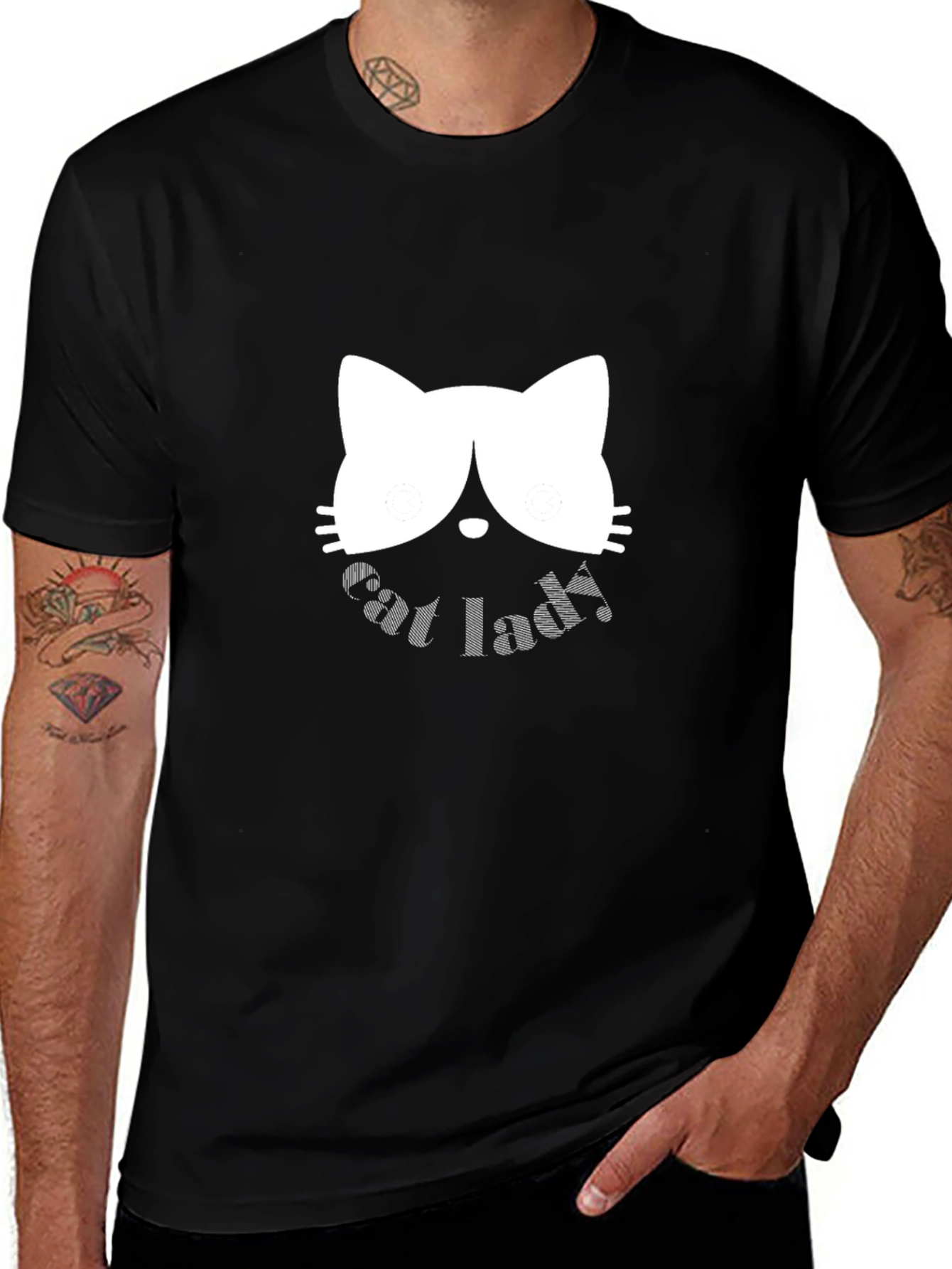 Variant 16 of Cat Lady Tee - Black T-Shirt with Fun Cat Design