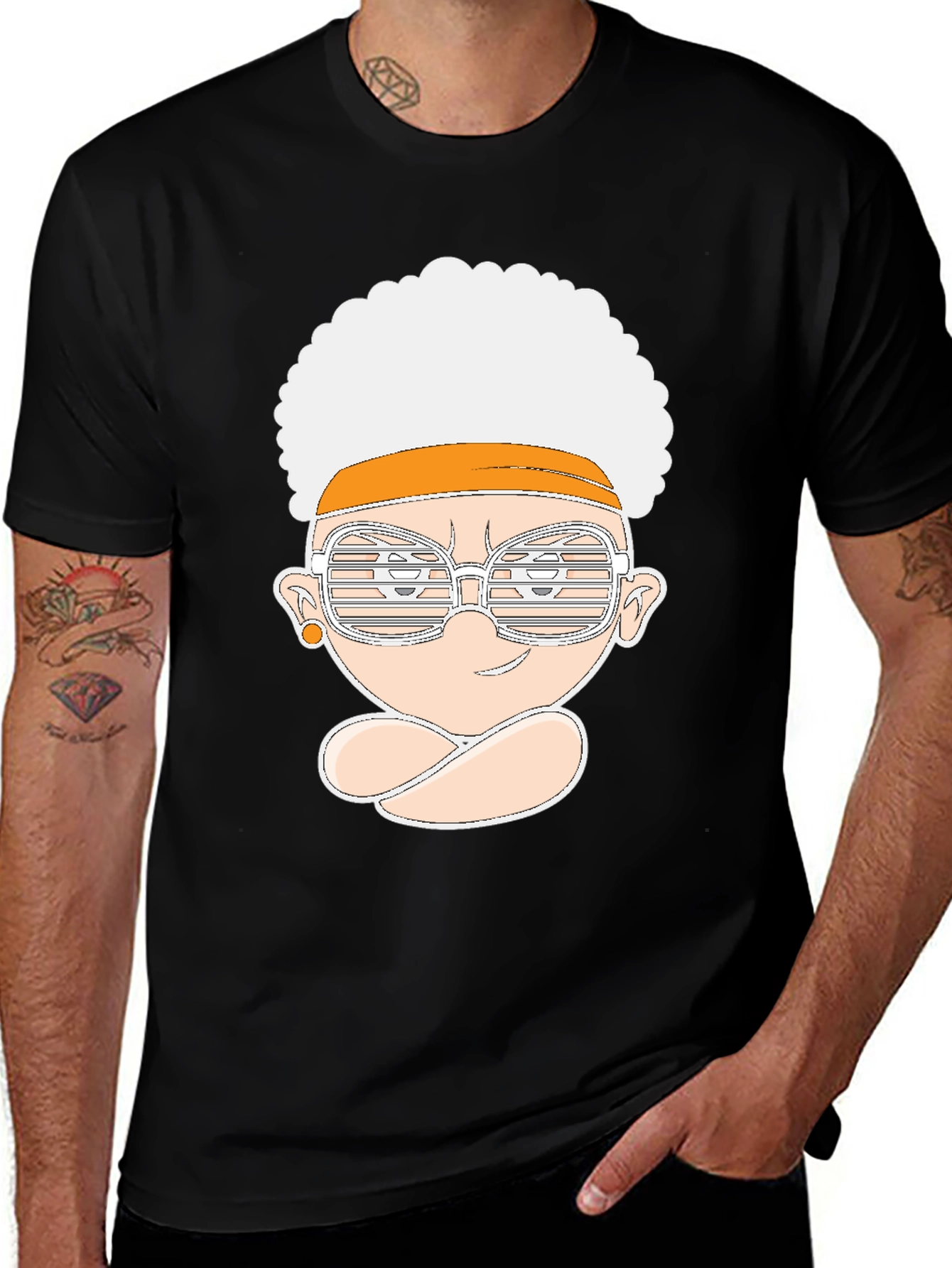Black Funky Afro Cartoon Tee main image