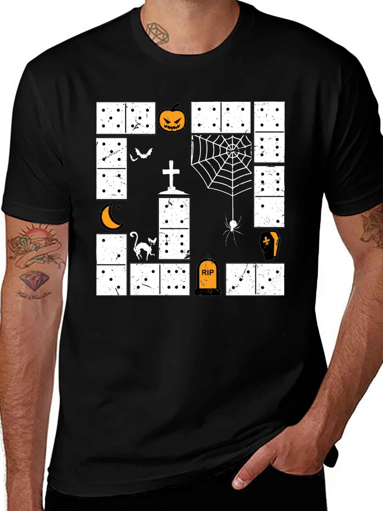 Halloween Domino T-Shirt - Spooky Season Style!