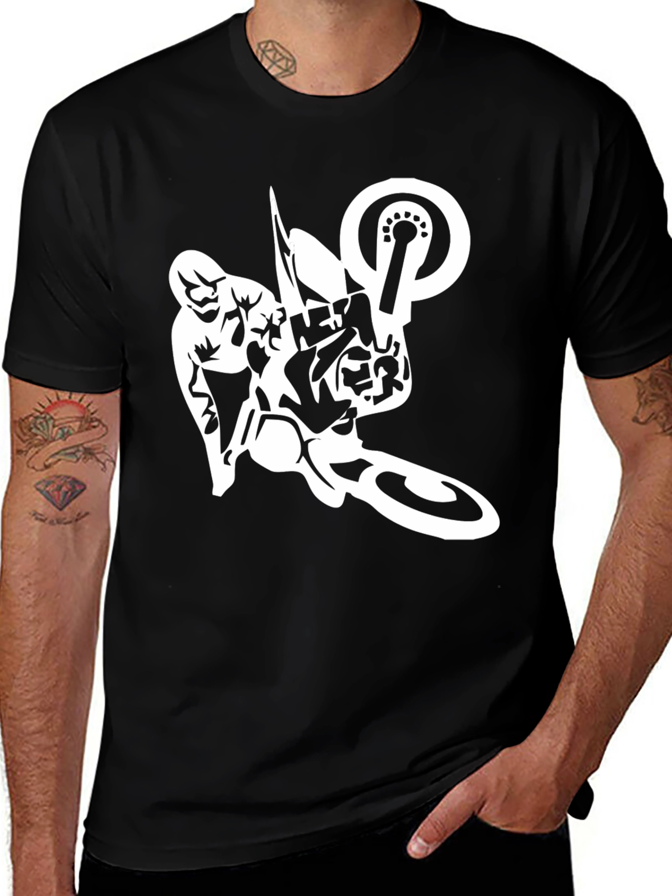 Variant 28 of Men's Black T-Shirt with Motocross Design