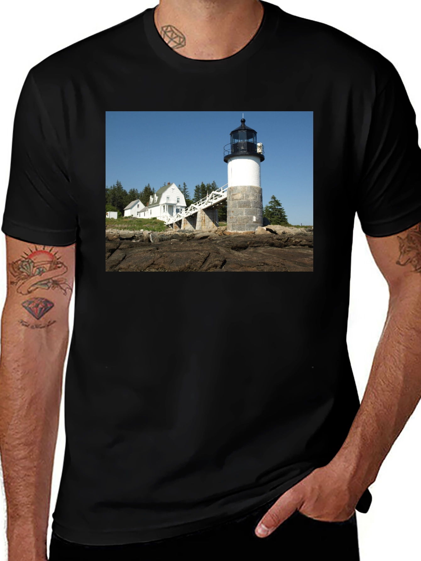 Variant 7 of Lighthouse Graphic Tee - Coastal Style